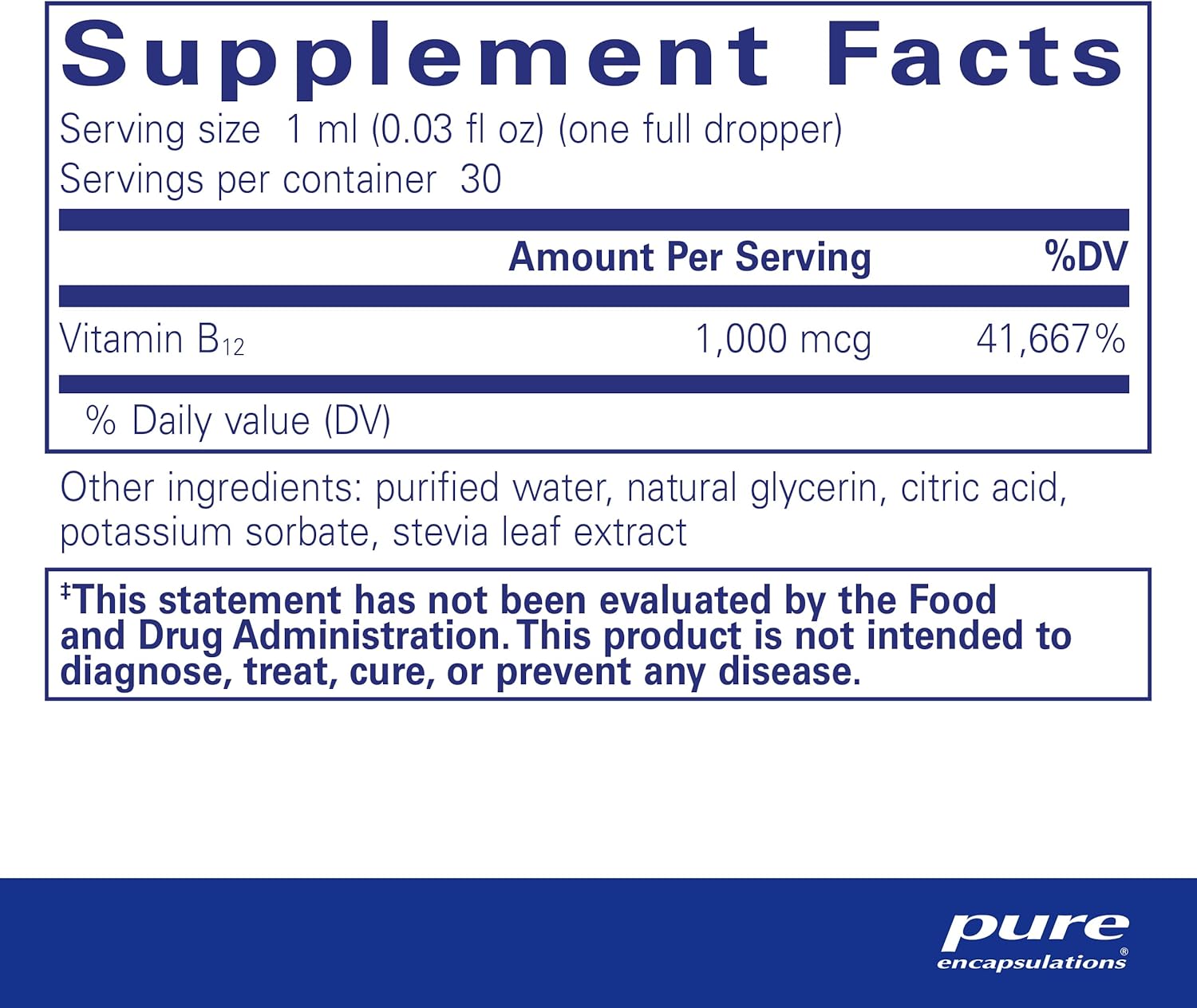 Pure Encapsulations B12 Liquid | 1 fl. oz. Bottle of 1,000 mcg Methylcobalamin Vitamin B12 Supplement for Nerve, Immune, Energy, Cognitive Health