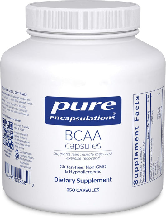 Pure Encapsulations BCAA Capsules | Hypoallergenic Muscle Function Support Supplement | 250 Capsules