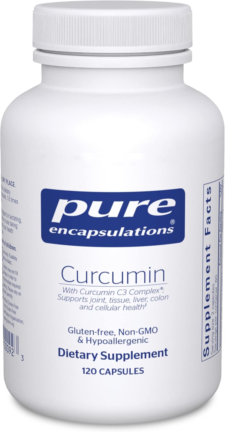 Pure Encapsulations Curcumin 500mg Capsules - Joint & Liver Health Support - Non-GMO Vegan Formula - 120 Count