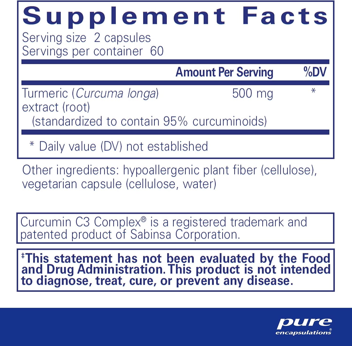 Pure Encapsulations Curcumin 500mg Capsules - Joint & Liver Health Support - Non-GMO Vegan Formula - 120 Count