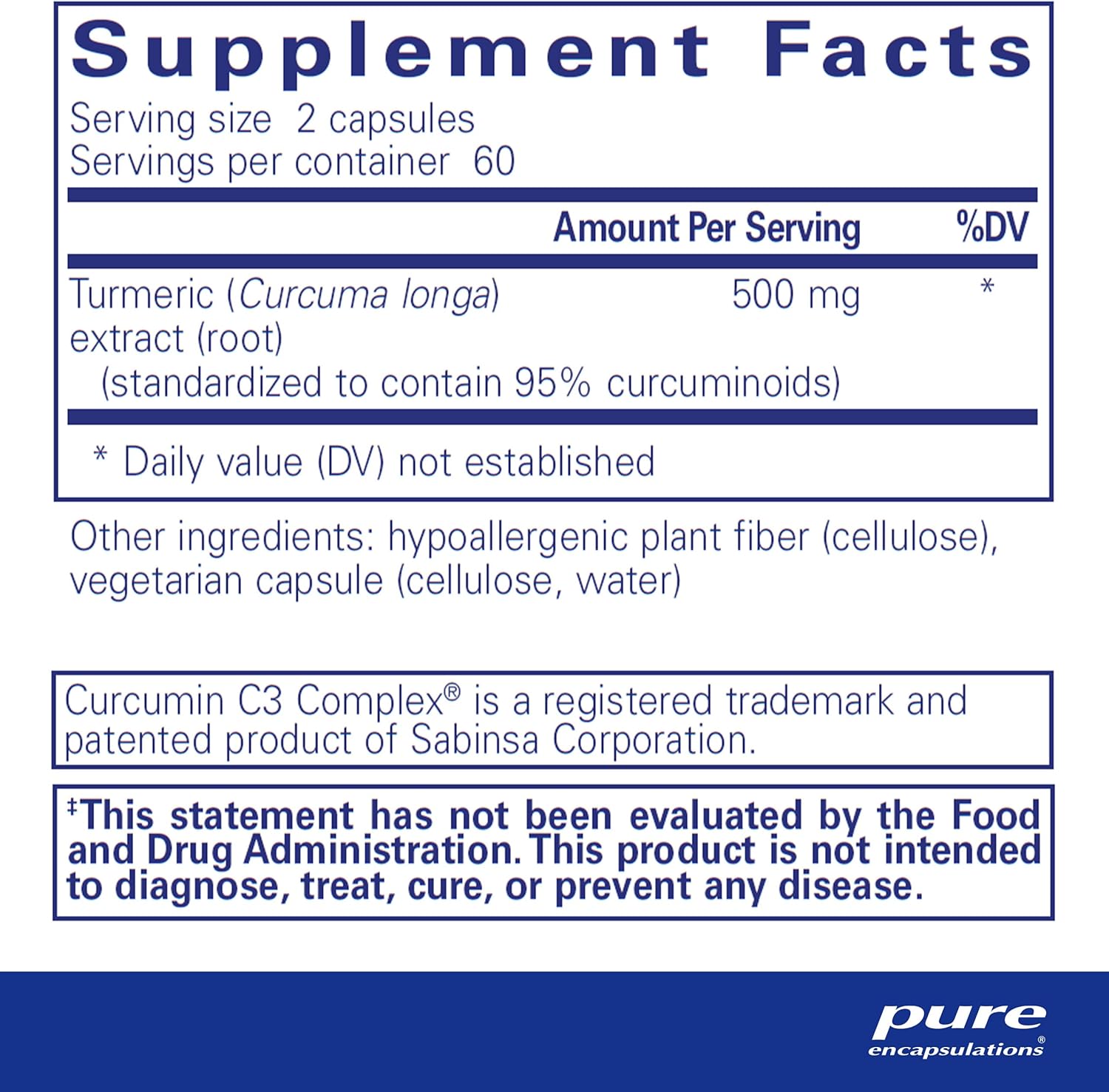 Pure Encapsulations Curcumin 500mg Capsules - Joint & Liver Health Support - Non-GMO Vegan Formula - 120 Count