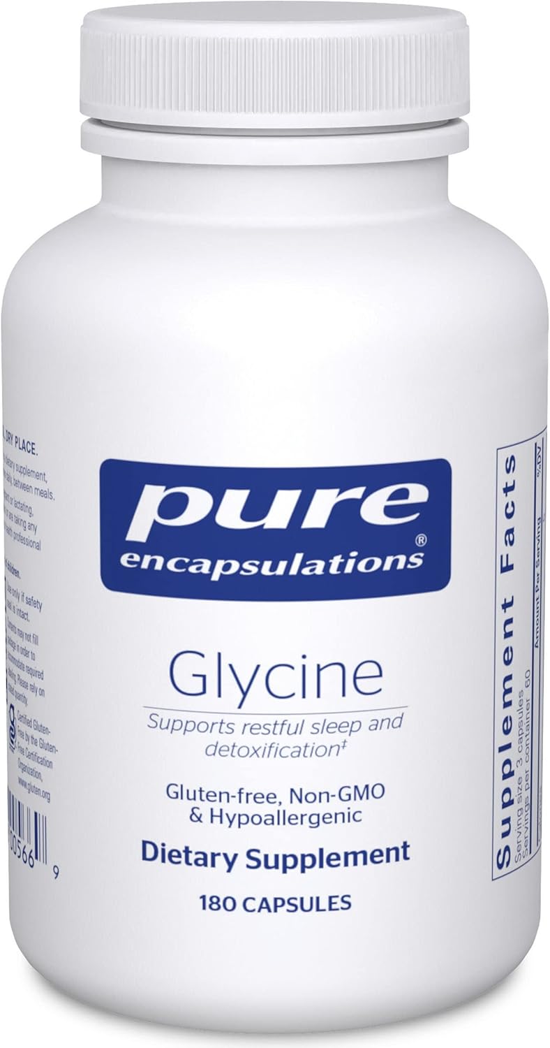 Pure Encapsulations Glycine Capsules - Promotes Restful Sleep & Liver Detox - Vegan & Gluten-Free Liver Support Supplement - 180 Count