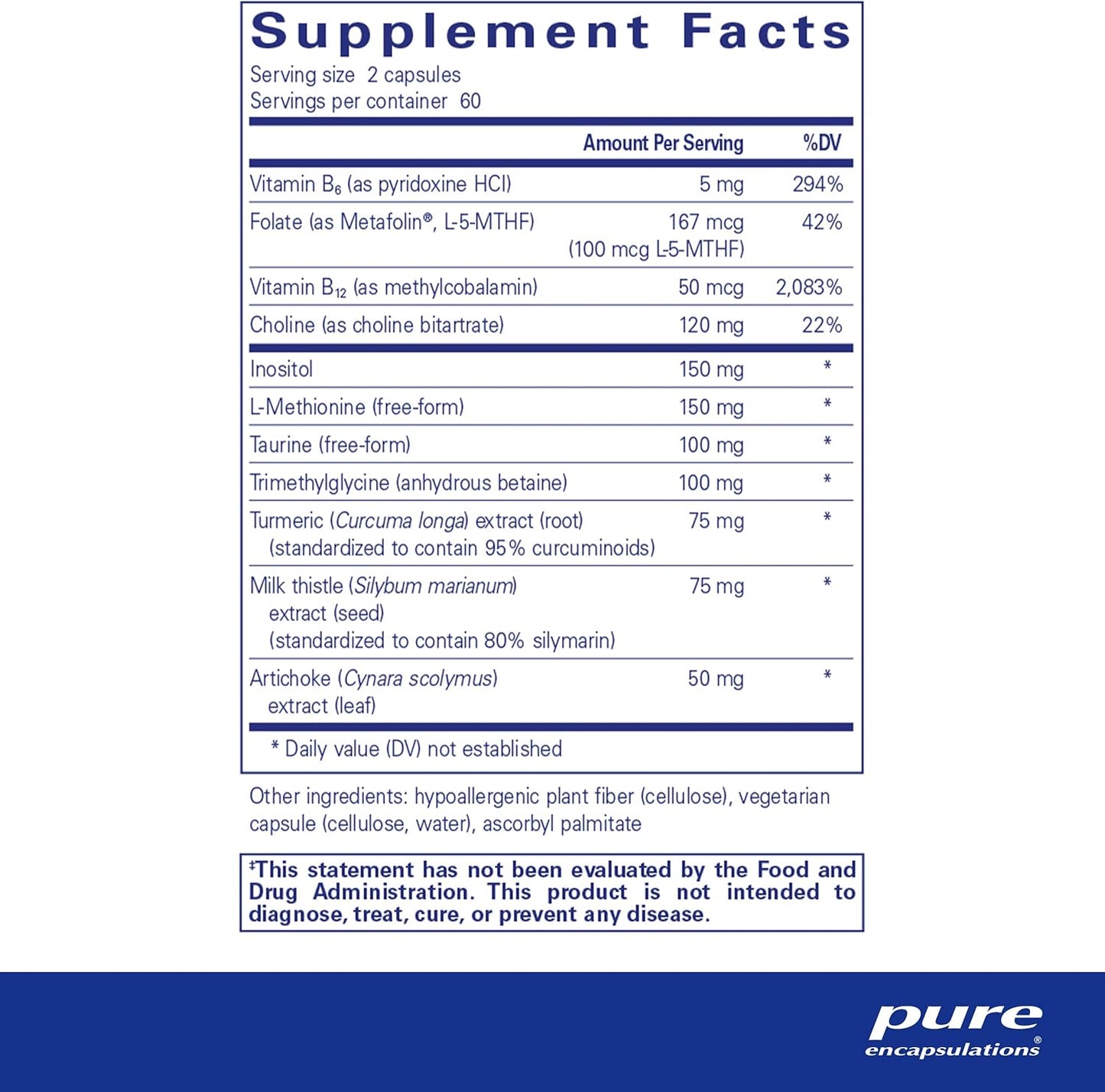 Pure Encapsulations Lipotropic Detox 120 Capsules - Liver Function & Detox Support Supplement