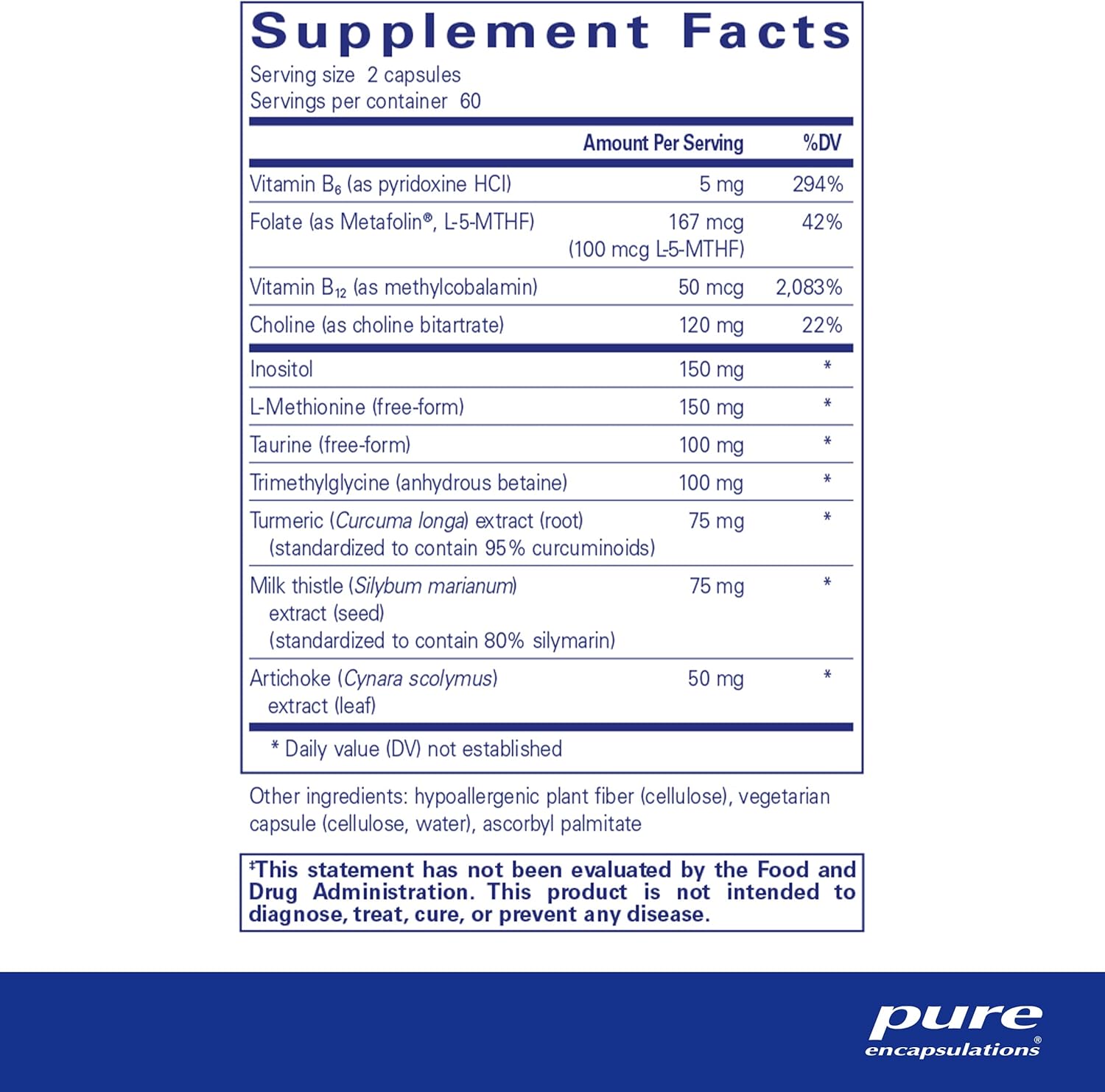 Pure Encapsulations Lipotropic Detox 120 Capsules - Liver Function & Detox Support Supplement