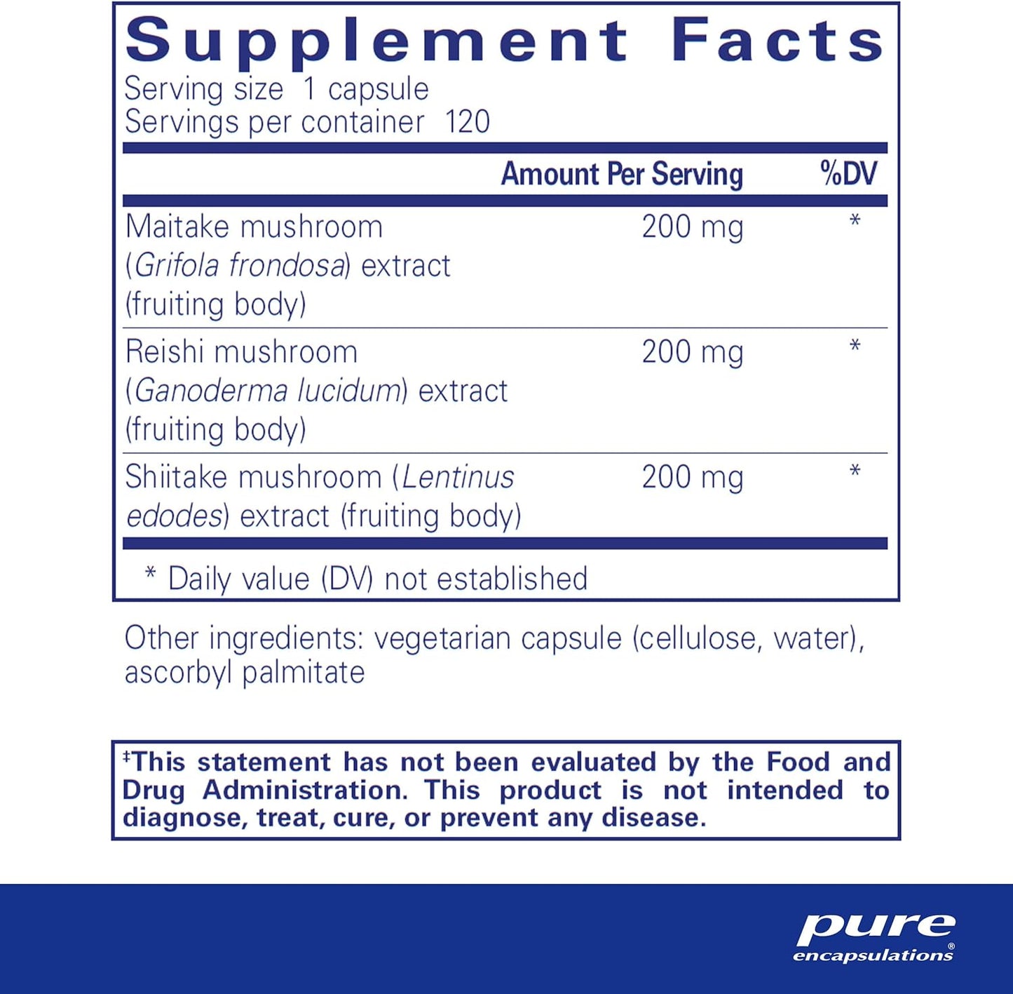 Pure Encapsulations M/R/S Mushroom Formula | 120 Capsules | Immune Health & Broad-Spectrum Support
