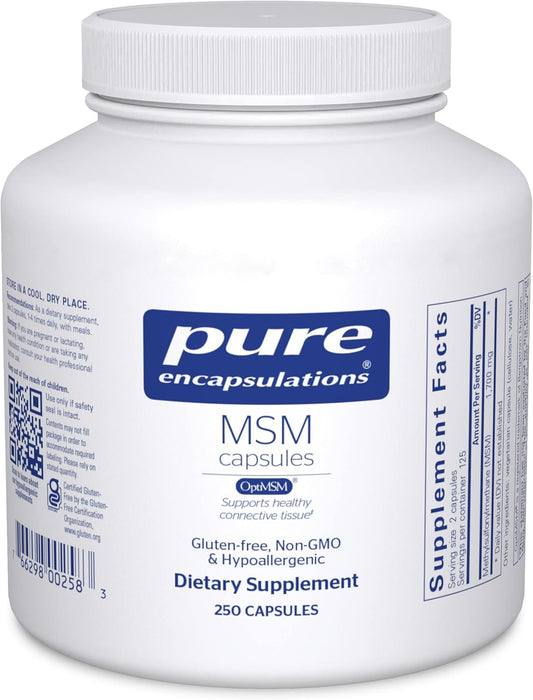 Pure Encapsulations MSM Capsules | 250 Count | Sulfur Supplement for Joint, Immune, Connective Tissue & Respiratory Health