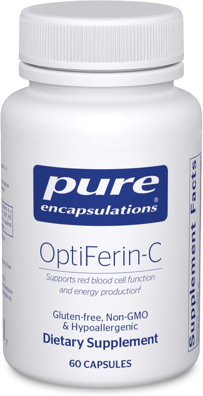 Pure Encapsulations OptiFerin-C Iron Absorption Support Supplement with Vitamin C - 60 Capsules