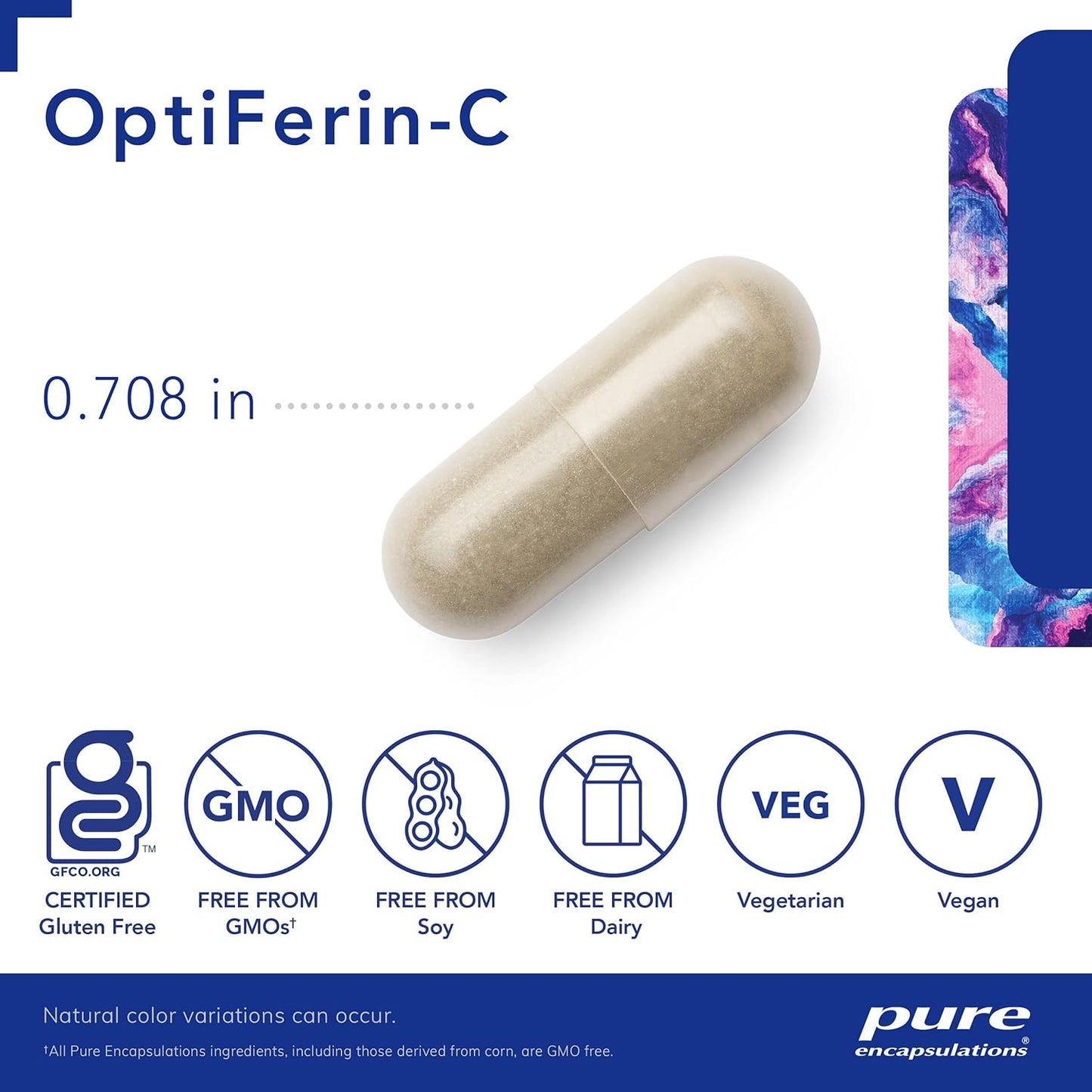 Pure Encapsulations OptiFerin-C Iron Absorption Support Supplement with Vitamin C - 60 Capsules
