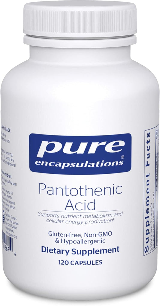 Pure Encapsulations Pantothenic Acid Capsules for Cellular Energy Production & Adrenal Health - 120 Count