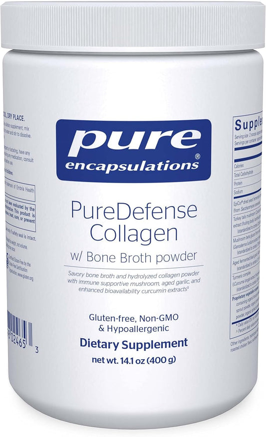 Pure Encapsulations PureDefense Collagen and Bone Broth Powder with Mushroom and Curcumin Extracts - 14.1 oz