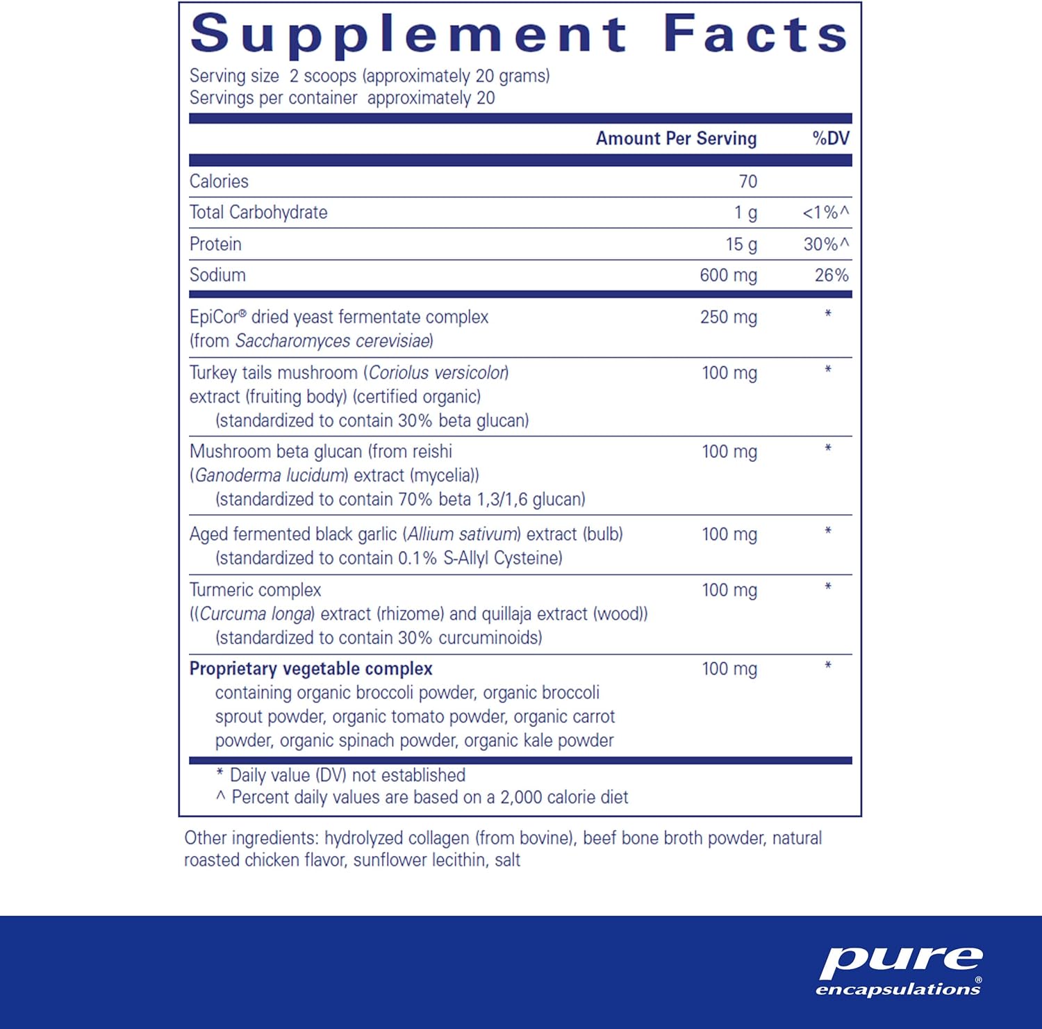 Pure Encapsulations PureDefense Collagen and Bone Broth Powder with Mushroom and Curcumin Extracts - 14.1 oz