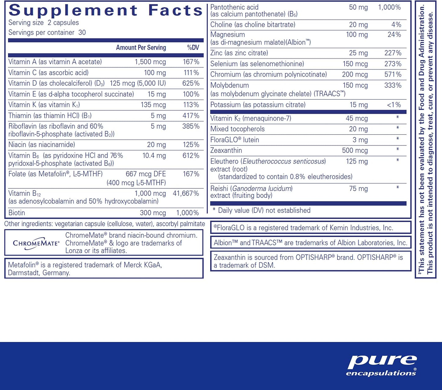 Pure Encapsulations PureResponse Multivitamin Capsules - Immune Balance Support - 60 Count