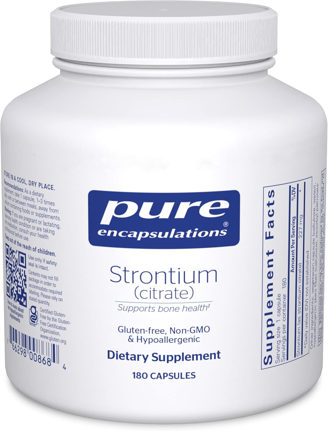 Pure Encapsulations Strontium Citrate - 180 Capsules | Hypoallergenic Bone Support Dietary Supplement