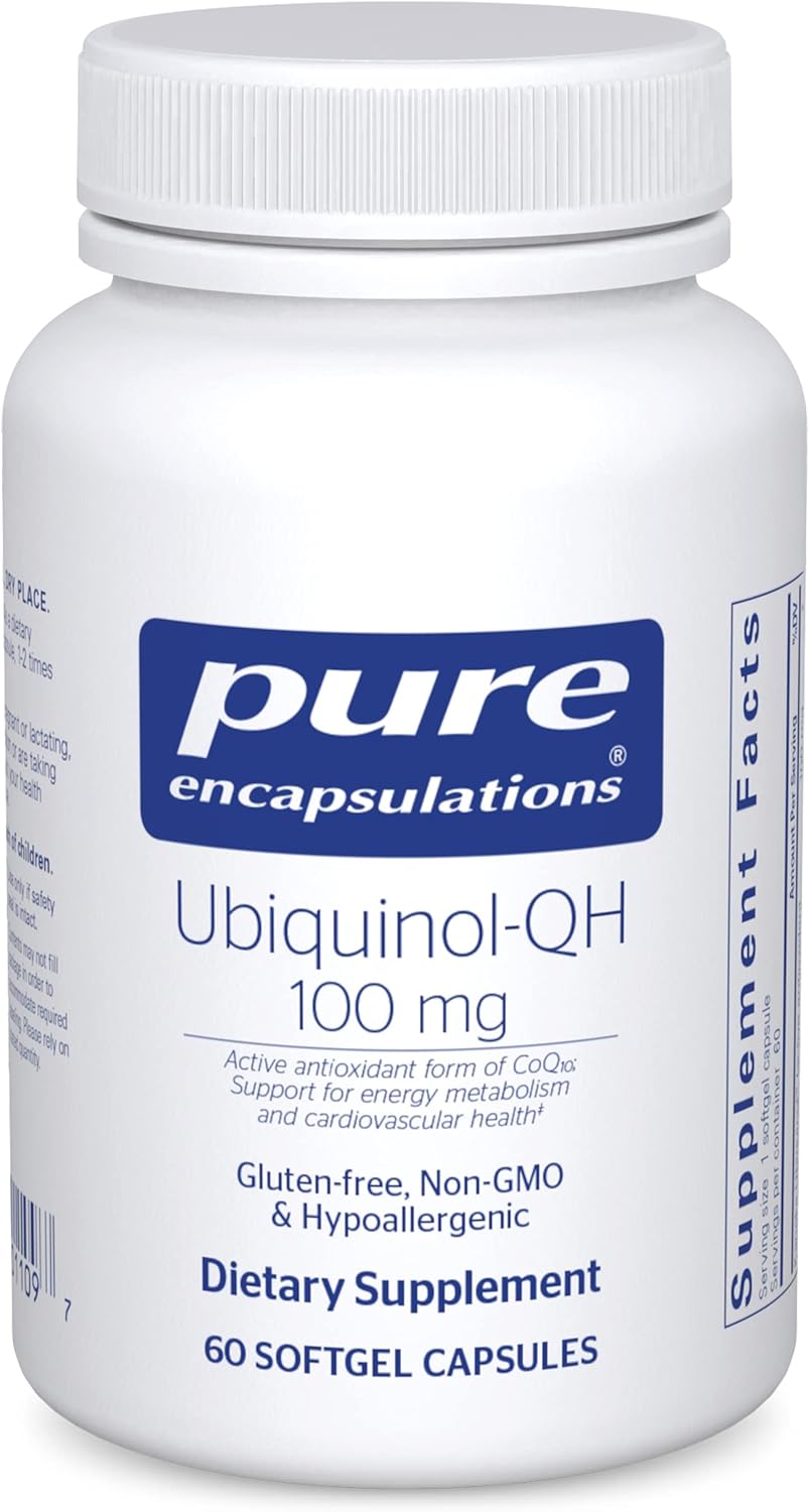 Pure Encapsulations Ubiquinol-QH 100mg CoQ10 Softgel Capsules for Energy & Heart Health - Coenzyme Antioxidant Supplement