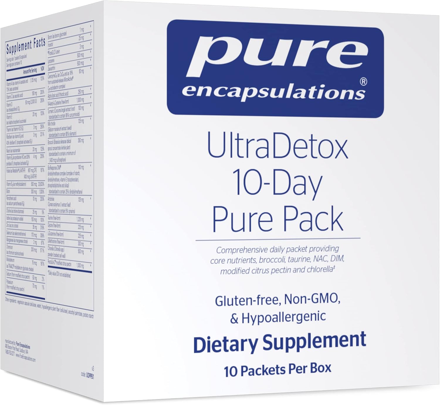 Pure Encapsulations UltraDetox 10-Day Pack with Essential Nutrients, Broccoli, Taurine, NAC, DIM, Modified Citrus Pectin, and Chlorella | 10 Packets