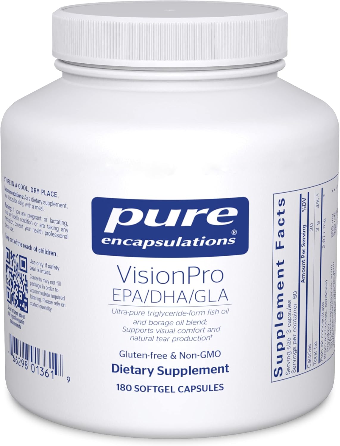 Pure Encapsulations VisionPro EPA/DHA/GLA Softgel Capsules - Promotes Eye Moisture and Tear Production - 180 Count