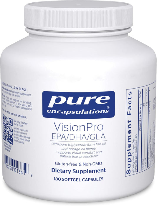Pure Encapsulations VisionPro EPA/DHA/GLA Softgel Capsules - Promotes Eye Moisture and Tear Production - 180 Count