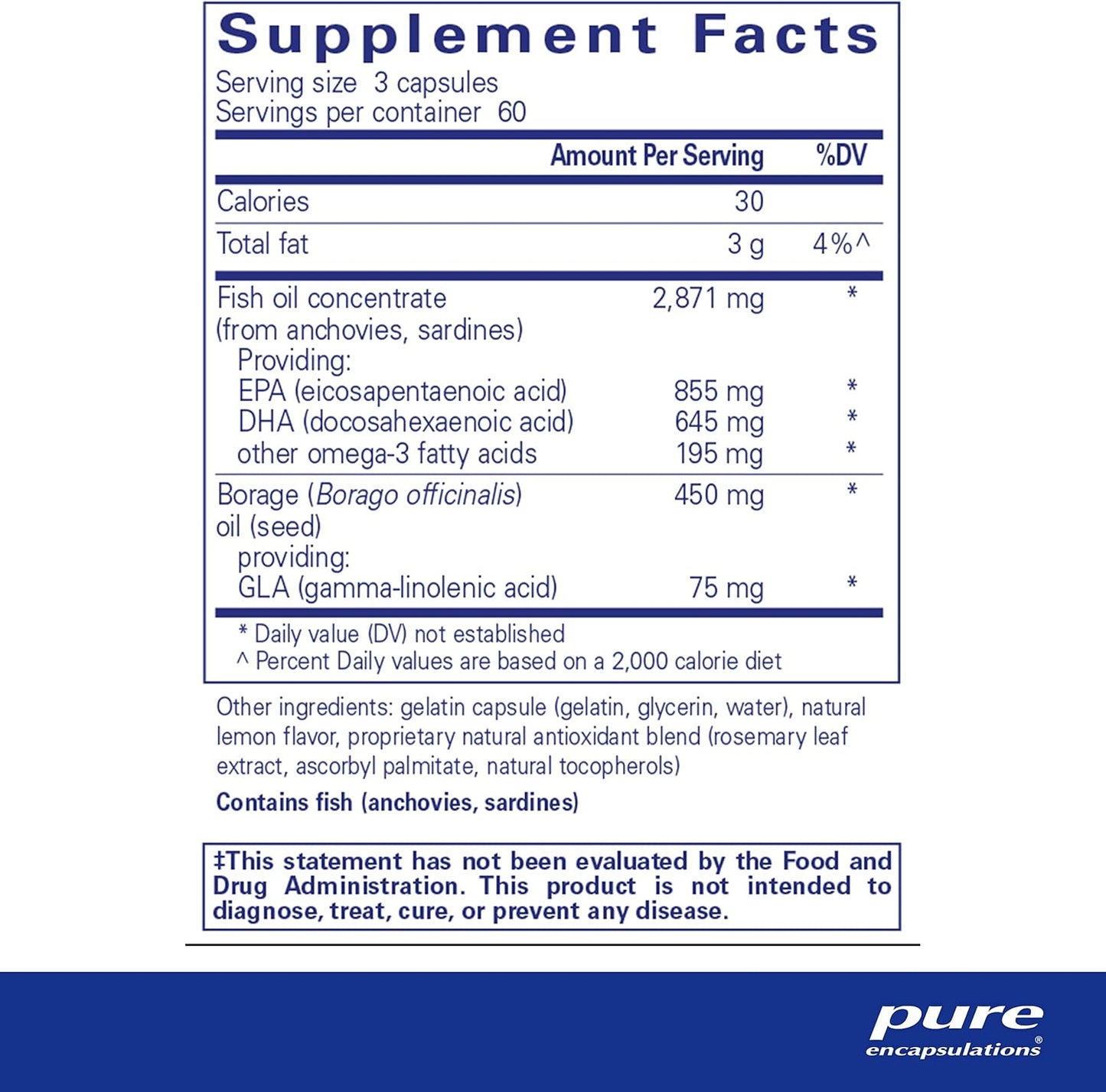 Pure Encapsulations VisionPro EPA/DHA/GLA Softgel Capsules - Promotes Eye Moisture and Tear Production - 180 Count