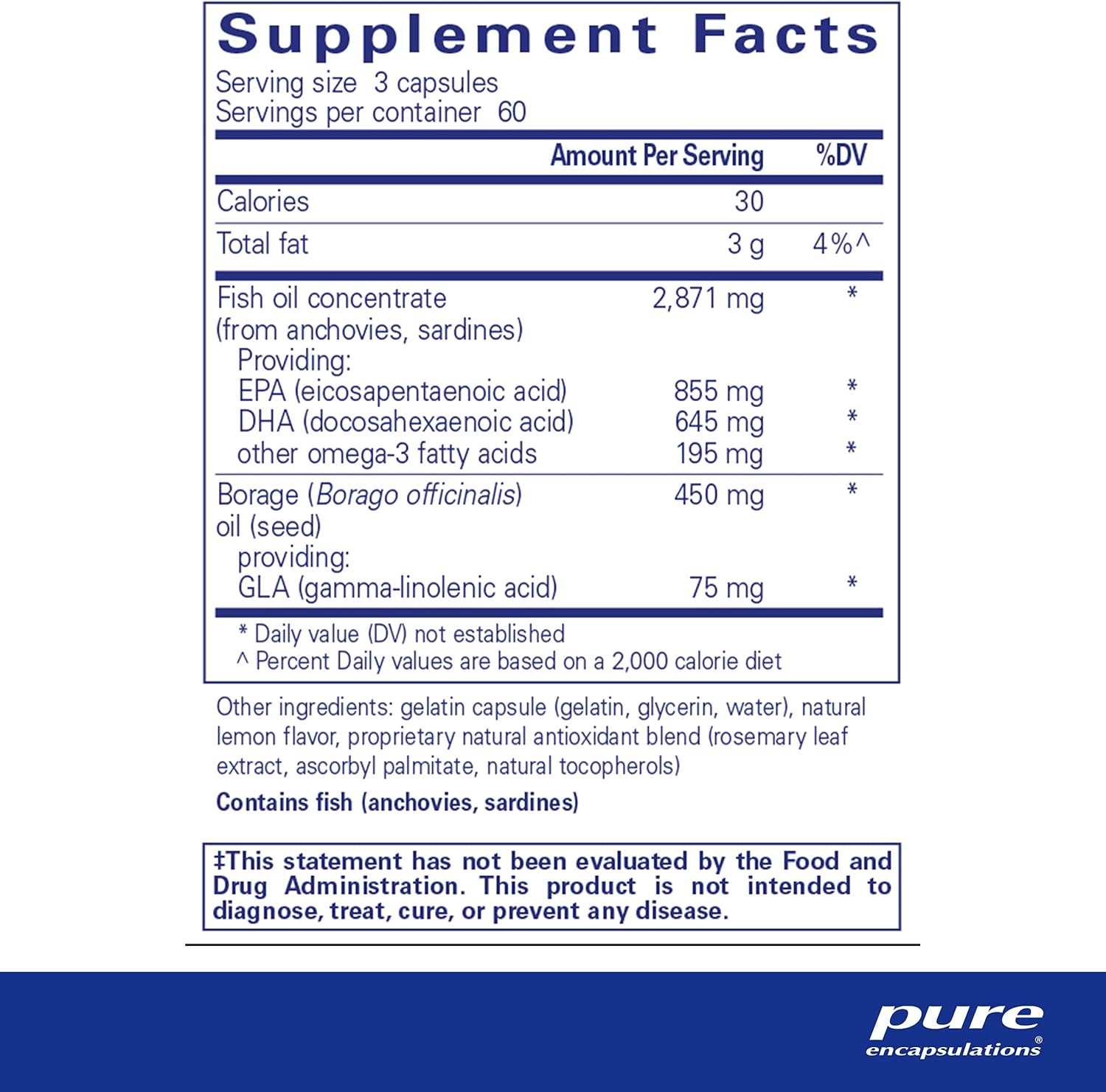 Pure Encapsulations VisionPro EPA/DHA/GLA Softgel Capsules - Promotes Eye Moisture and Tear Production - 180 Count