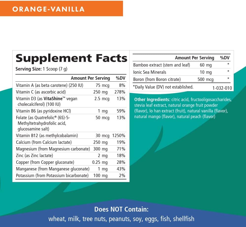 Pure Essence Labs Ionic Fizz Calcium Plus - Orange Vanilla Flavor - Essential Vitamins and Minerals for Strong Bones - 14.82 oz