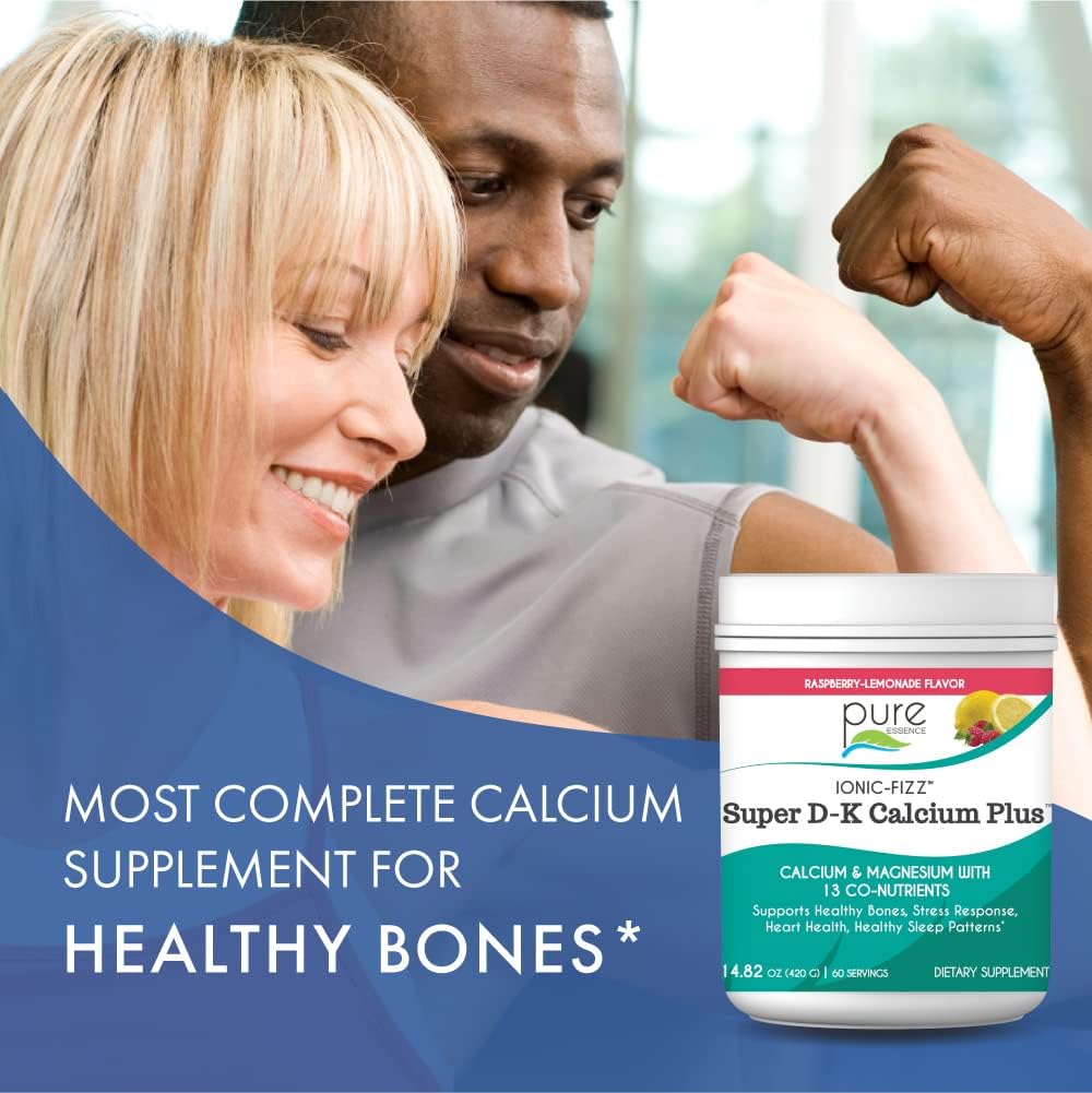 Pure Essence Labs Ionic Fizz Super D-K Calcium Plus with Magnesium, Vitamin D3, Vitamin K2 - Orange Vanilla - 14.82oz