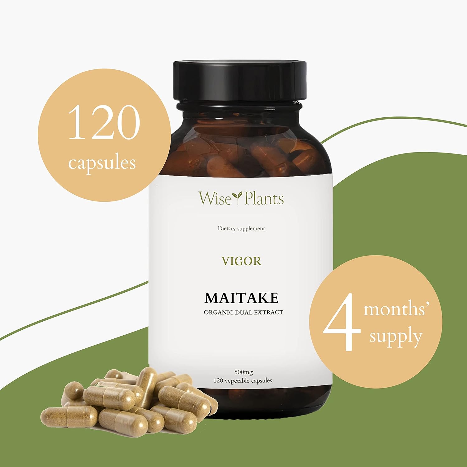 Pure Fruiting Body Maitake Mushroom Supplement - 30% Polysaccharides, 500mg, 120 Veggie Caps - Immune Function & Energy Boost