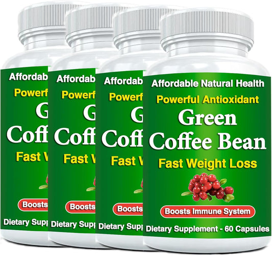 Pure Green Coffee Bean Extract Capsules - 10,000 mg Strength, 50% Chlorogenic Acid, 240 Capsules - Non-GMO, Gluten Free Herbal Supplement - 8 Month Supply