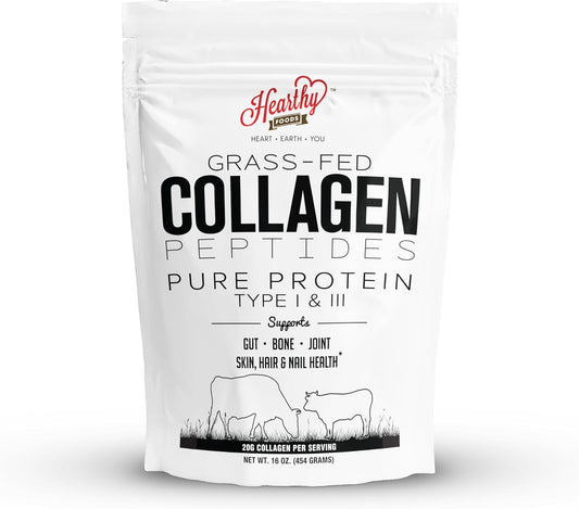Pure Halal Collagen Peptides Grass Fed Organic Hydrolyzed Powder - 18g Protein - Type I and III Unflavoured - Keto Friendly - Gluten Free - Non GMO - 16 Oz