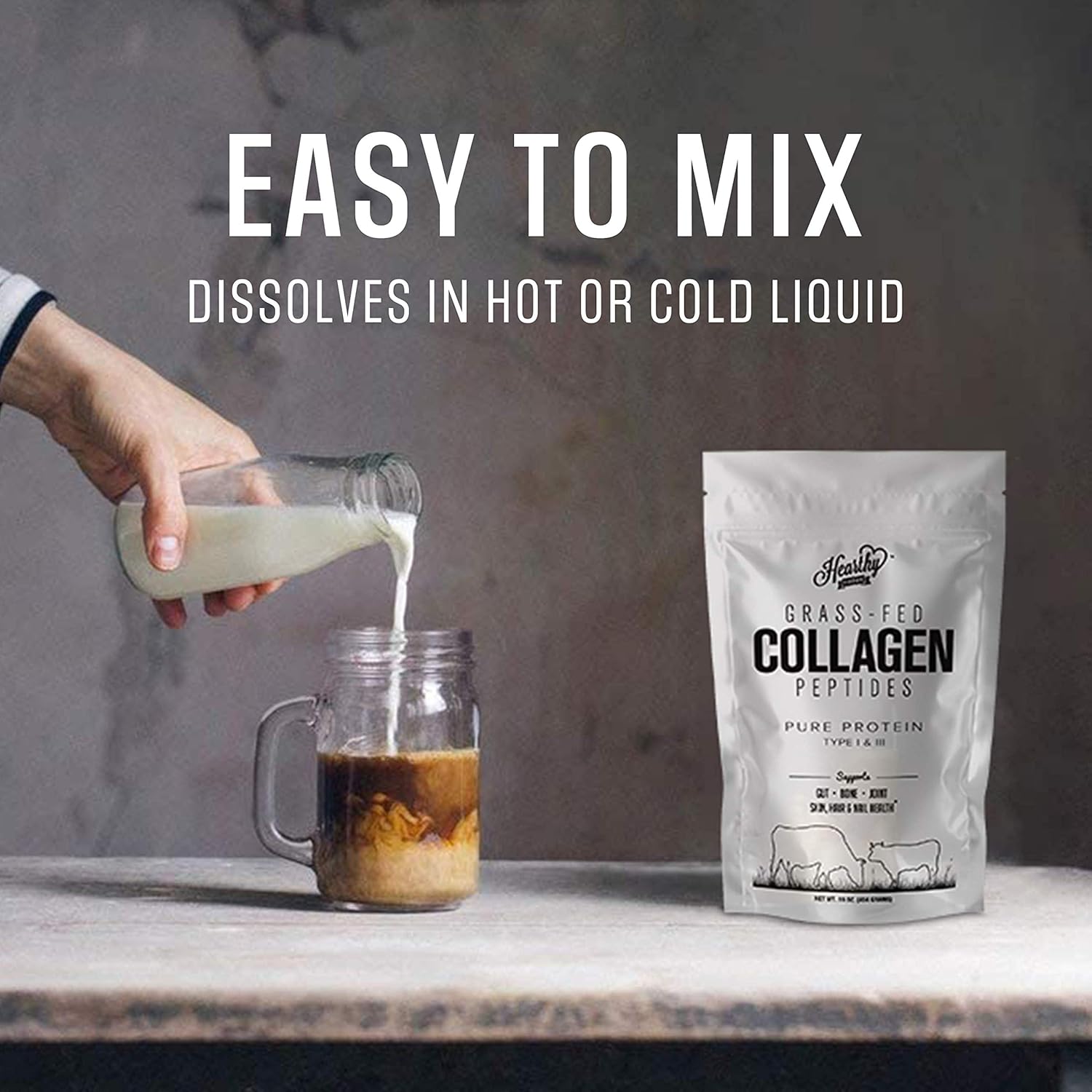 Pure Halal Collagen Peptides Grass Fed Organic Hydrolyzed Powder - 18g Protein - Type I and III Unflavoured - Keto Friendly - Gluten Free - Non GMO - 16 Oz