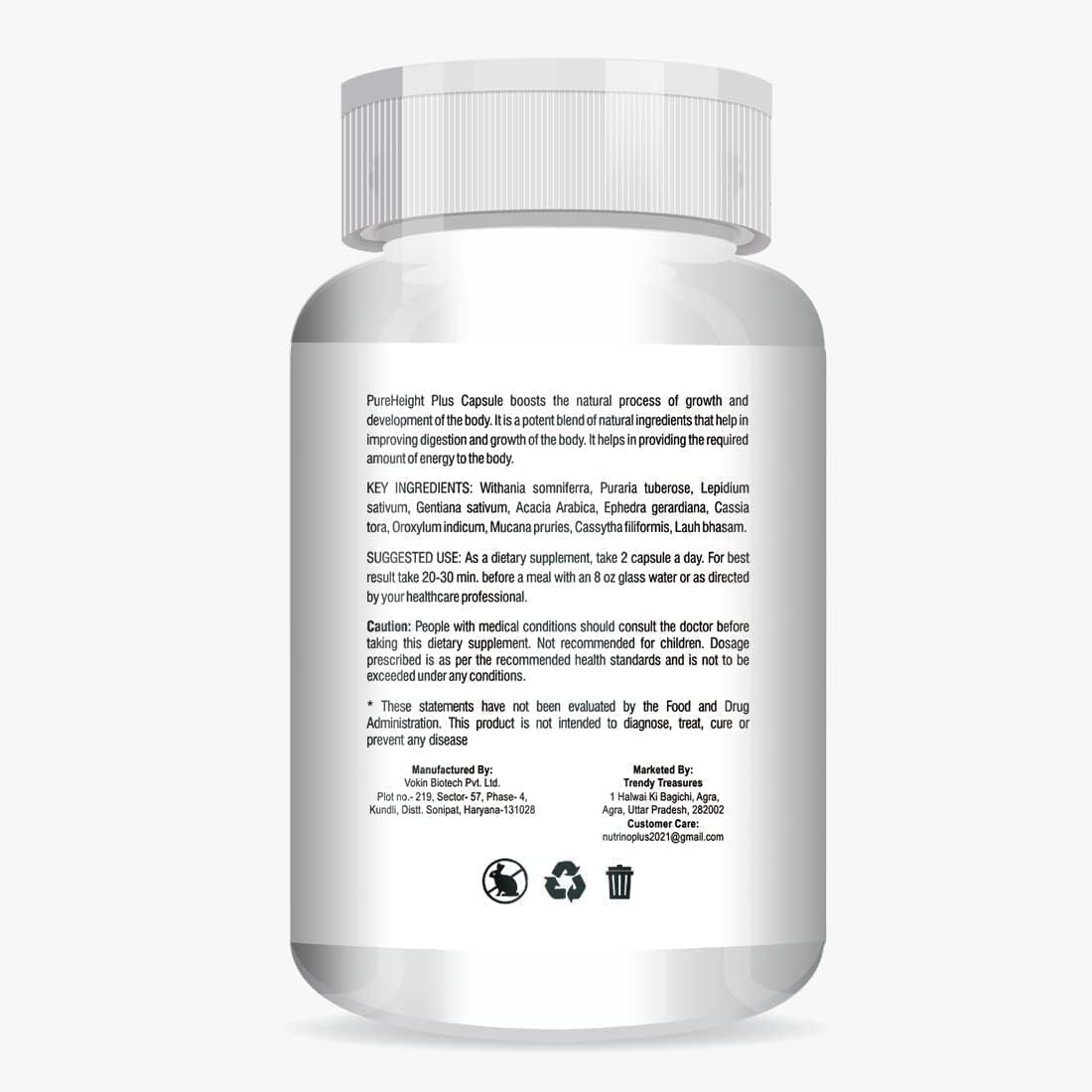 Pure Height Plus Growth Support - Capsules for Boys and Girls - 1 Pack