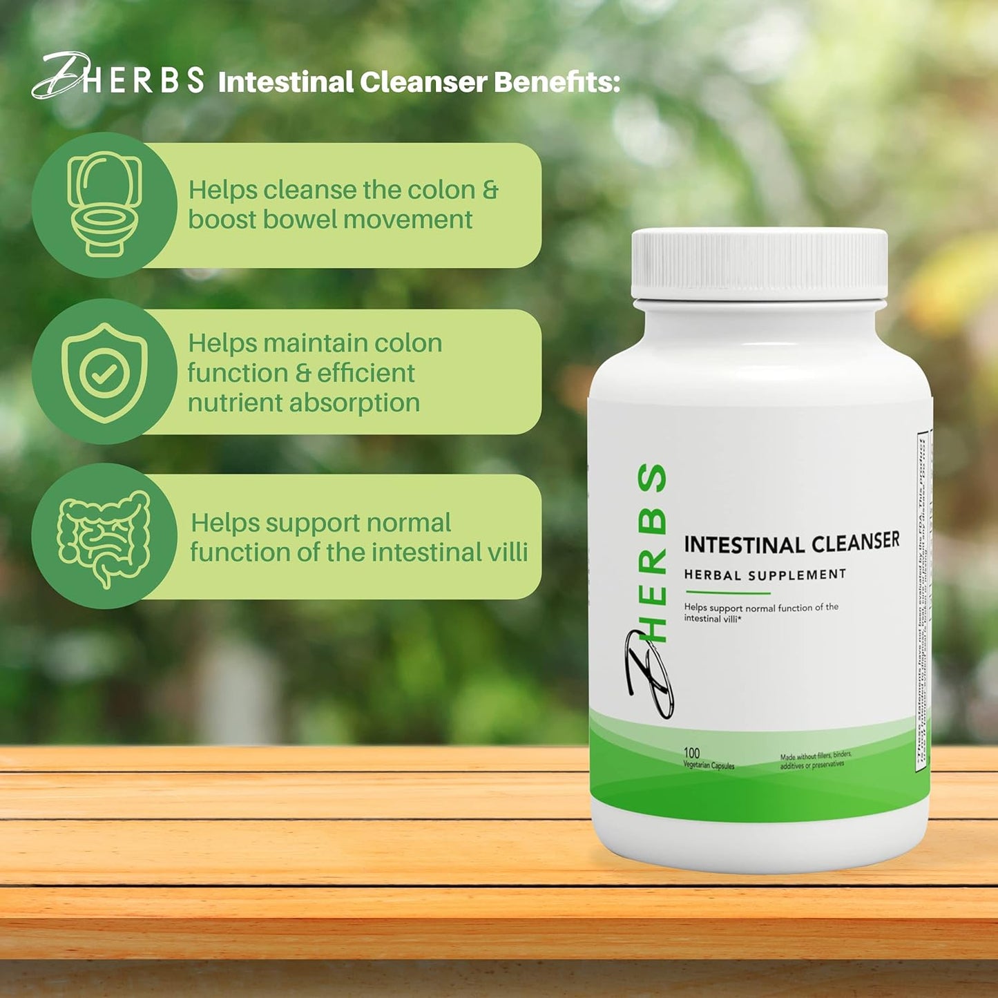 Pure Herb Intestinal Cleanse Capsules - 100 Vegetarian Digestive System Cleansing Supplement for Gut Wellness - Colon Cleanse Support