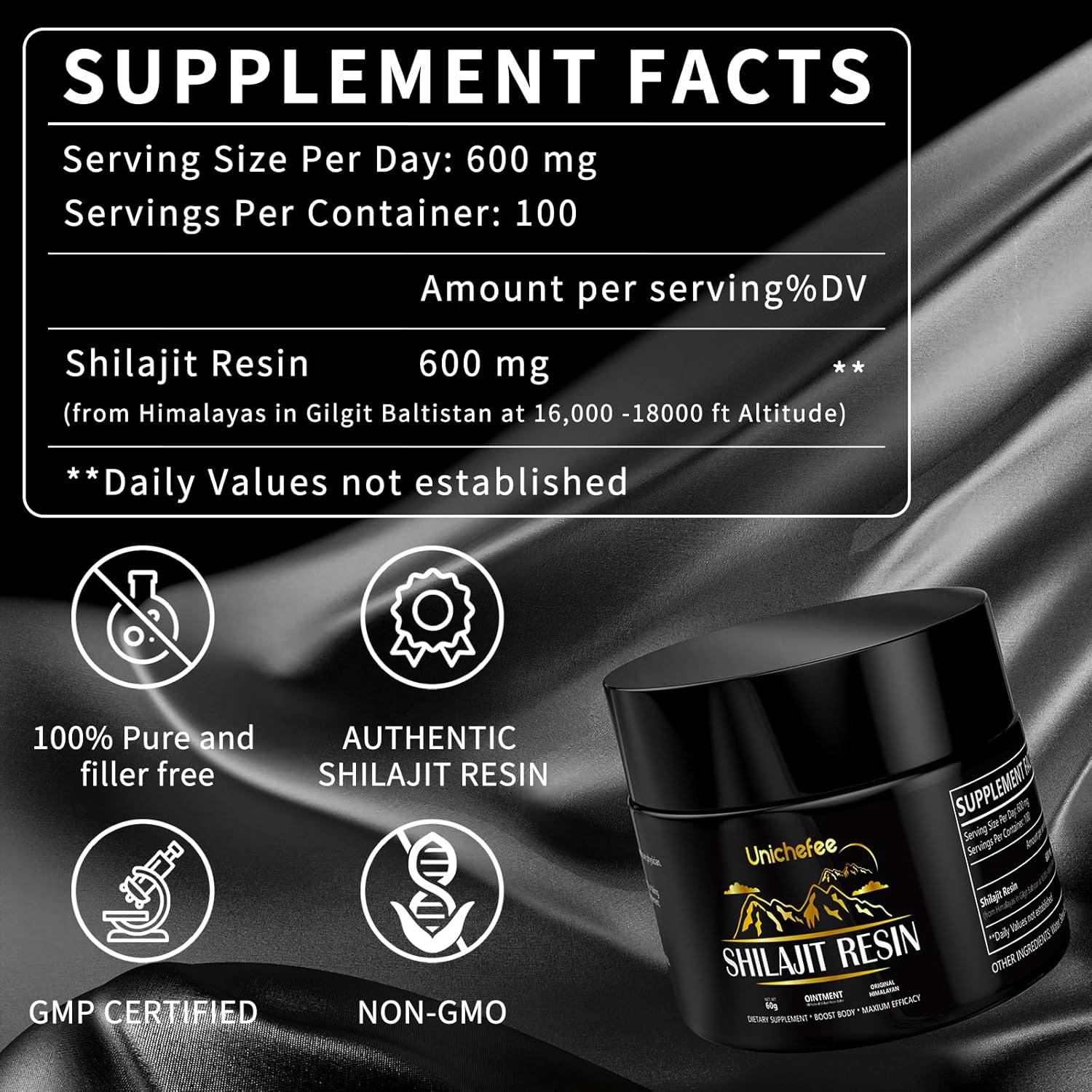 Pure Himalayan Organic Shilajit Resin 60g - Natural Mineral Supplement with 85+ Trace Minerals and Fulvic Acid for Energy Boost - Men and Women's Health