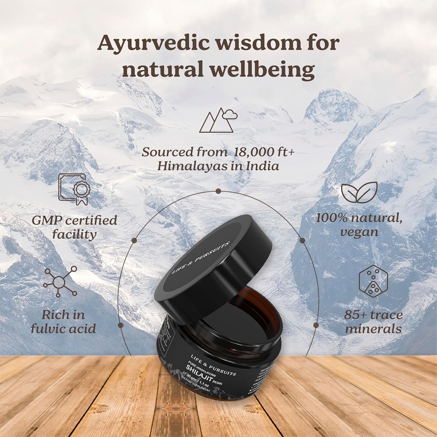 Pure Himalayan Shilajit Resin 1.1 oz - Fulvic Acid & Trace Minerals - Dietary Supplement for Men and Women - Golden Grade - 60 Day Supply