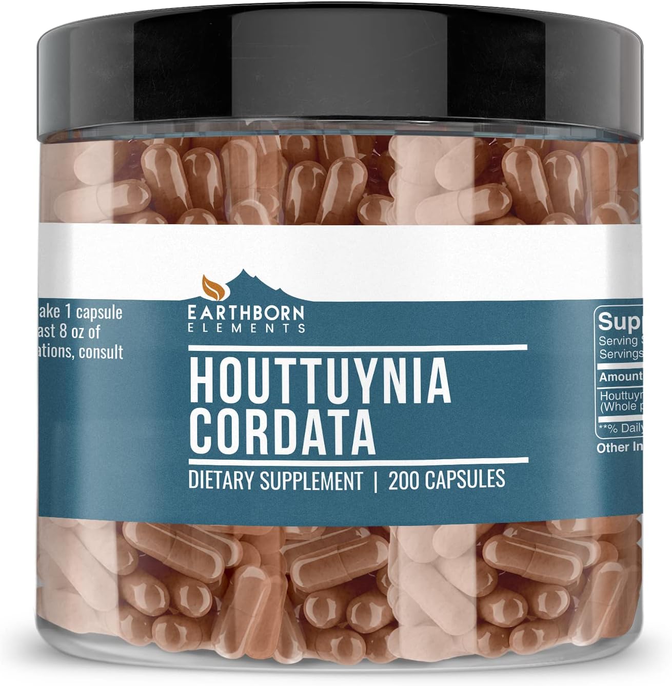 Pure Houttuynia Cordata Capsules - 200 Count, No Additives - Earthborn Elements