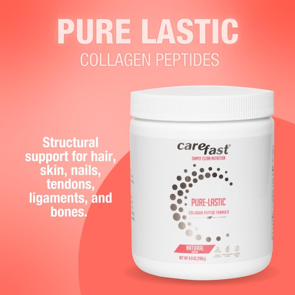 Pure-LASTIC Collagen Peptides Drink Mix - Grass-Fed, Paleo Friendly Hydrolyzed Powder for Skin, Hair & Nails - 9.9 oz (280g)