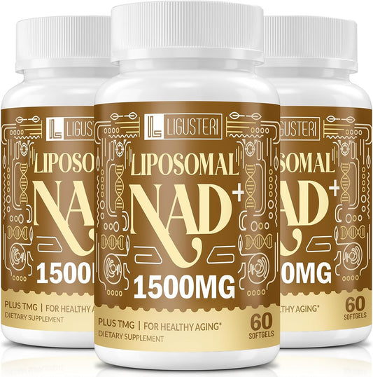 Pure Liposomal NAD+ Supplement 1500MG with TMG for Cellular Energy & Longevity - 98%+ Absorption, Non-GMO Aging Defense - 180 Softgels