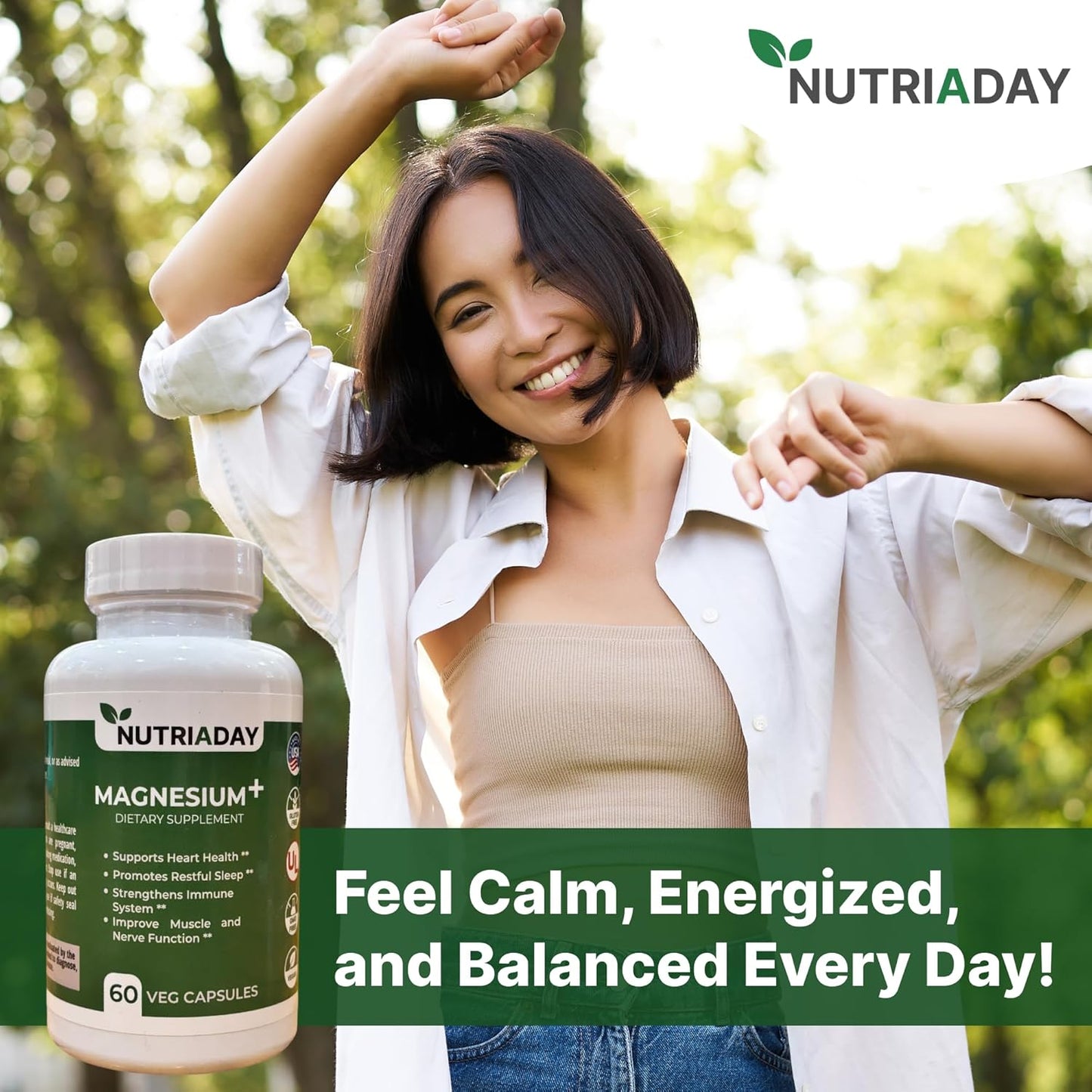 Pure Magnesium Glycinate Powder Capsules - Magnesium Complex for Stress Relief, Heart Health, Sleep Support, Immune Boost, Muscle & Nerve Aid - 60 Veg Caps