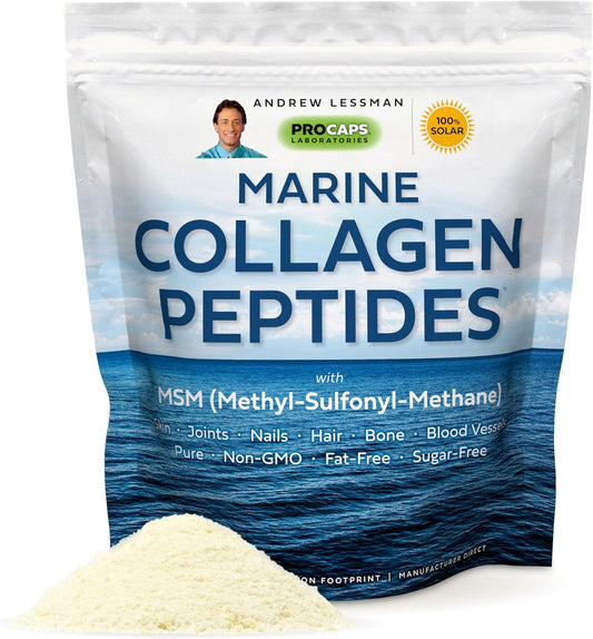 Pure Marine Collagen Peptides Powder with MSM - 120 Servings for Skin and Joint Health, Non-GMO and Additive-Free