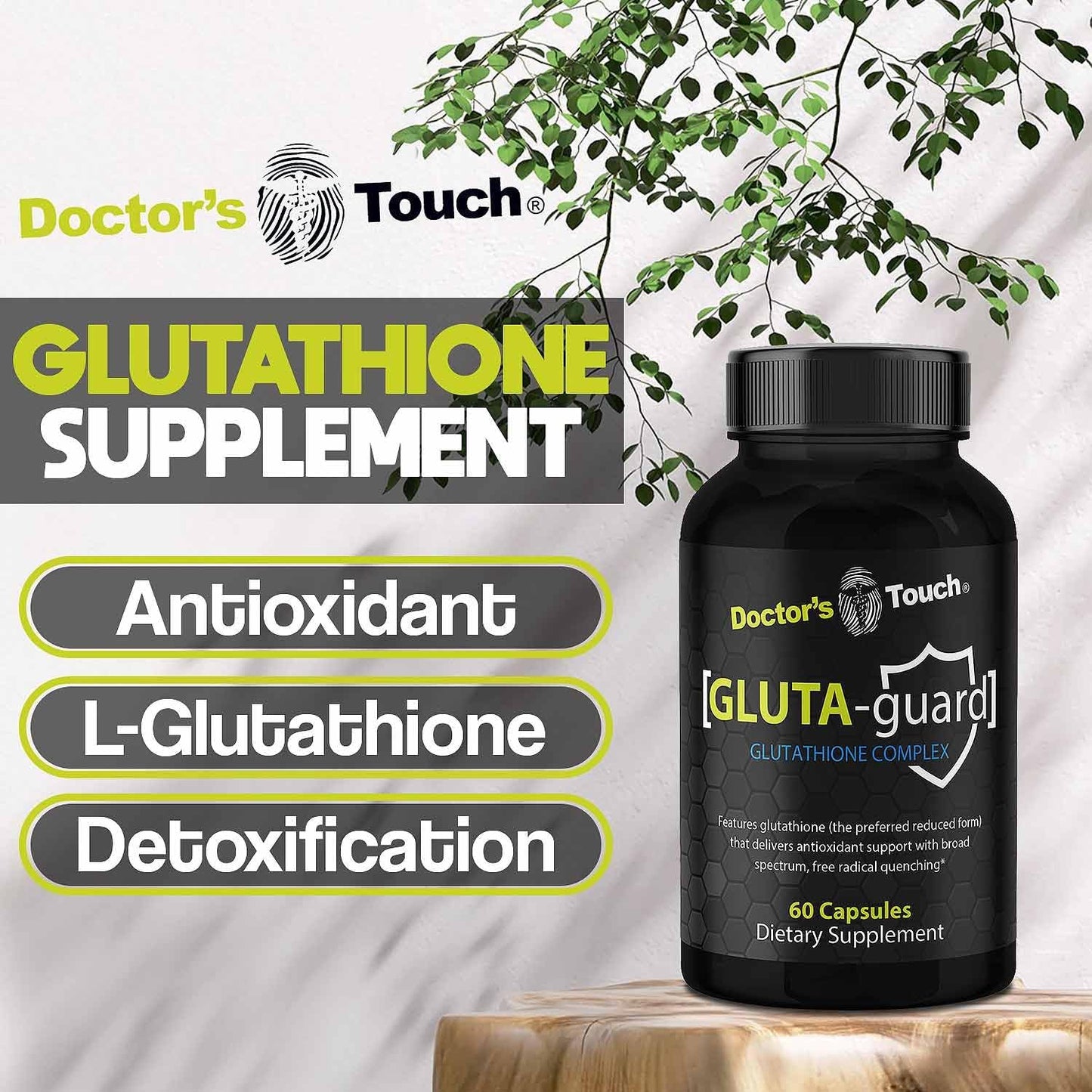 Pure Maximum Absorption Liposomal Glutathione Supplement for Energy, Brain Support, and Skin Health - Easy-to-Swallow Capsules by Doctor's Touch