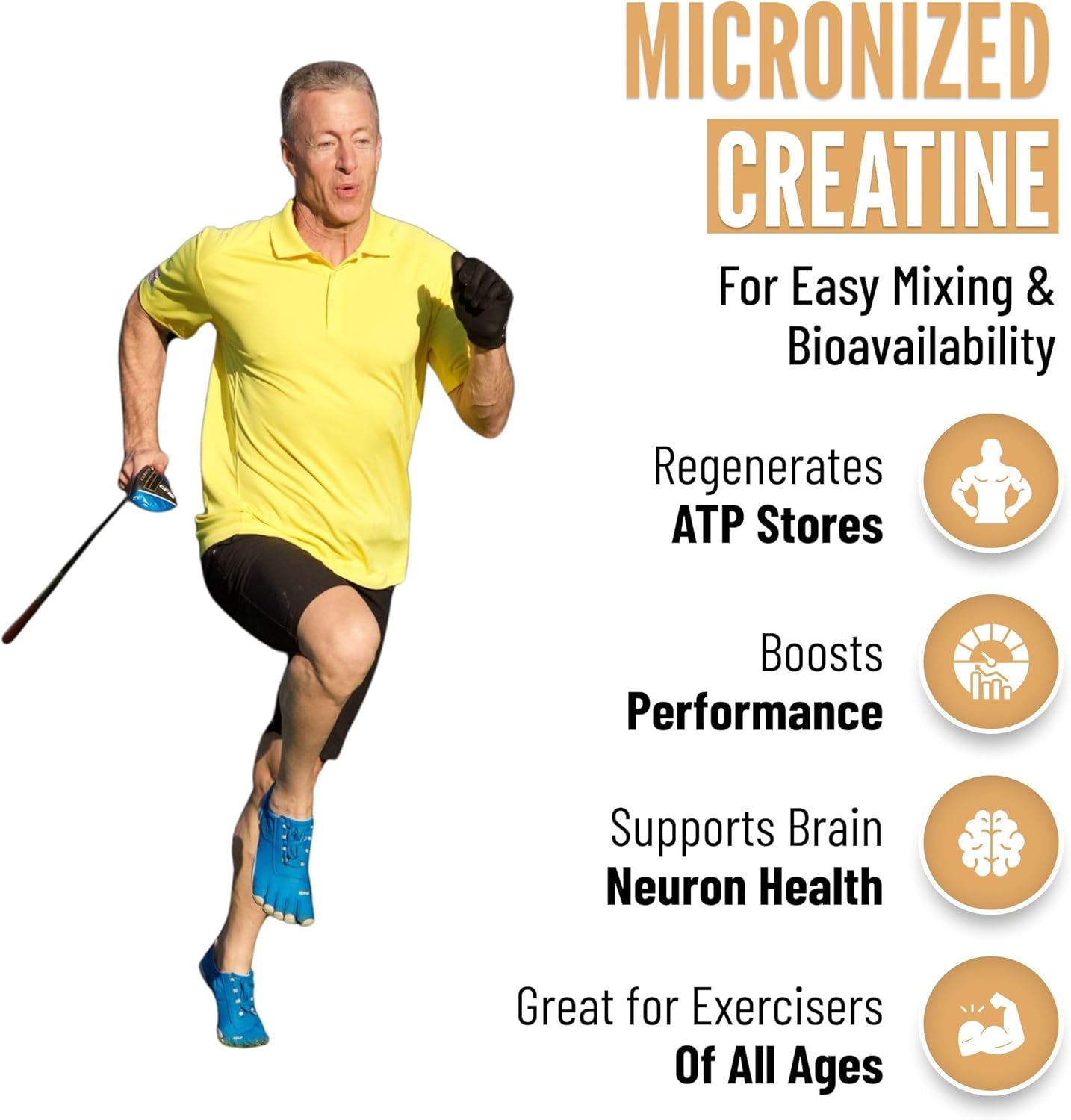 Pure Micronized Creatine Monohydrate Powder for Muscle Strength & Recovery | Natural Brain Health Support | 300g, 60 Servings