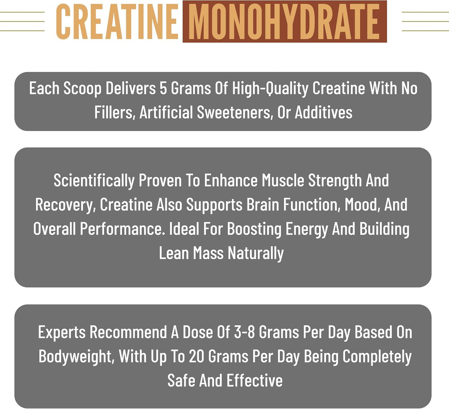Pure Micronized Creatine Monohydrate Powder for Muscle Strength & Recovery | Natural Brain Health Support | 300g, 60 Servings