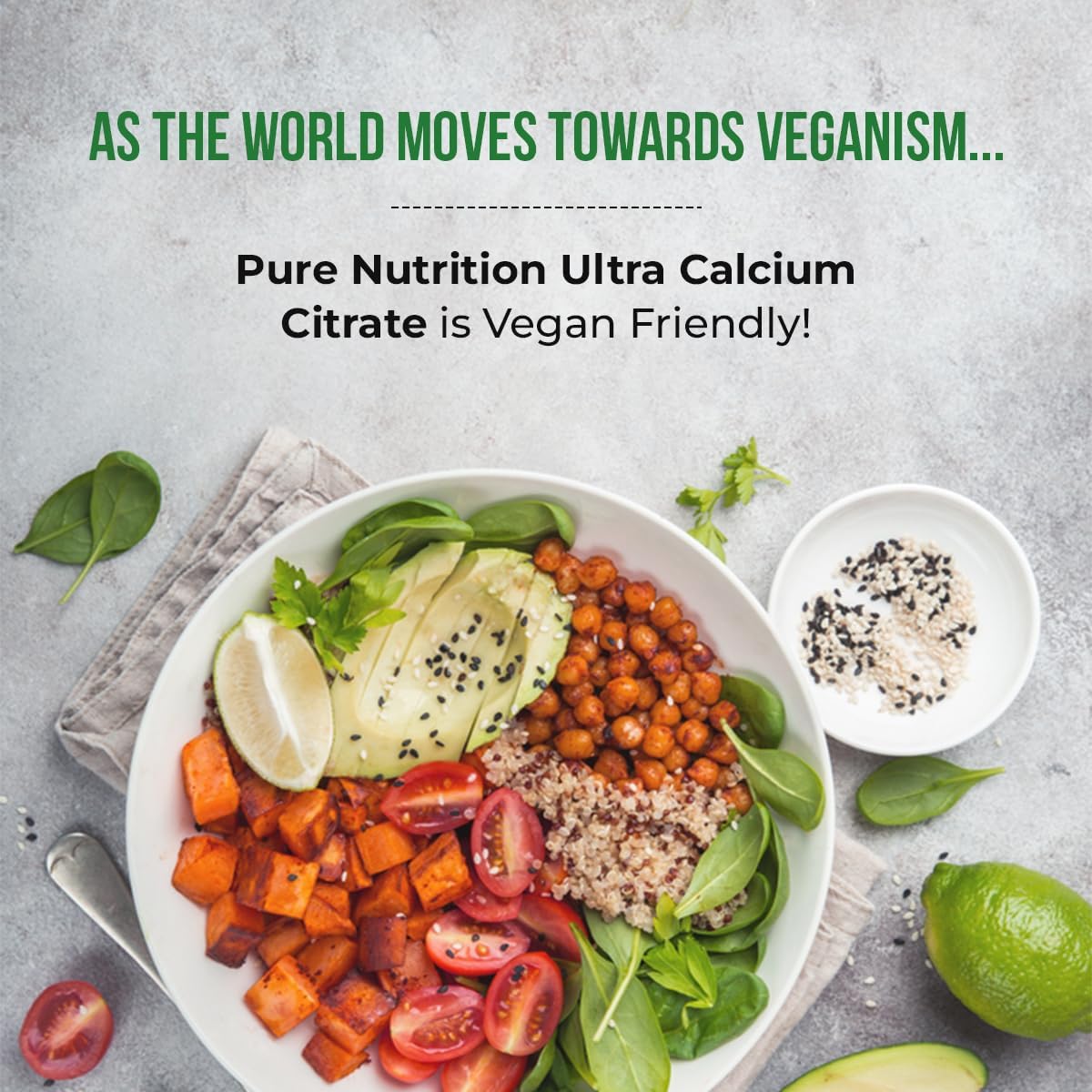 Pure Nutrition Ultra Calcium Citrate Malate | 1000mg Highly Absorbable Supplement with Vitamin D3, Magnesium, and Zinc | Non-GMO | Gluten-Free | 120 Veg Tabs