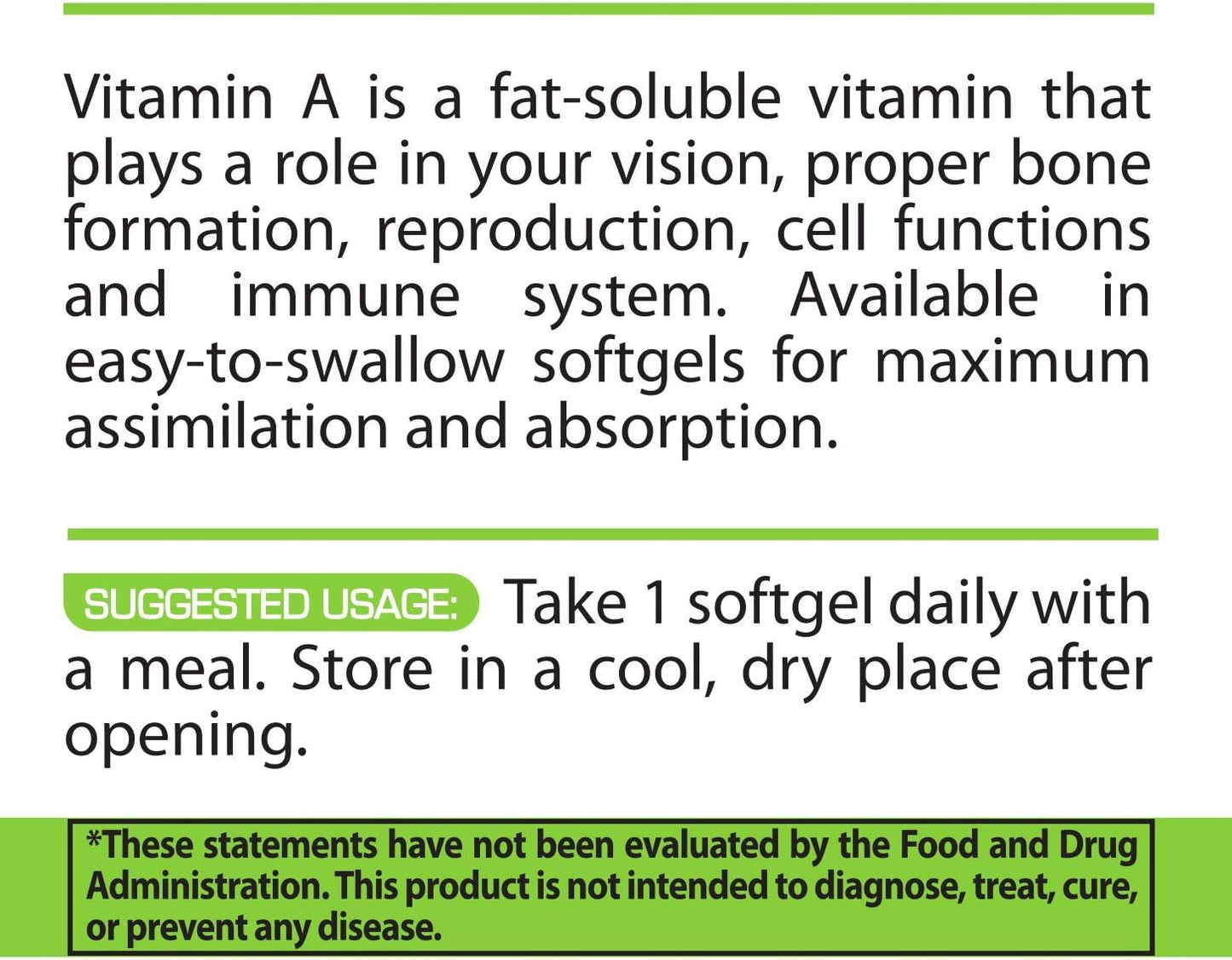 Pure Nutrition Vitamin A 10000 iu 3000 mcg Softgels from Fish Liver Oil - Immune System, Vision, Bones - Non GMO Retinyl Palmitate Supplement