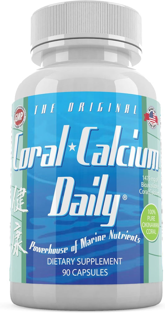 Pure Okinawa Coral Calcium Supplement - Marine-Grade with 72 Trace Minerals - 1475mg, 90 Veg Capsules