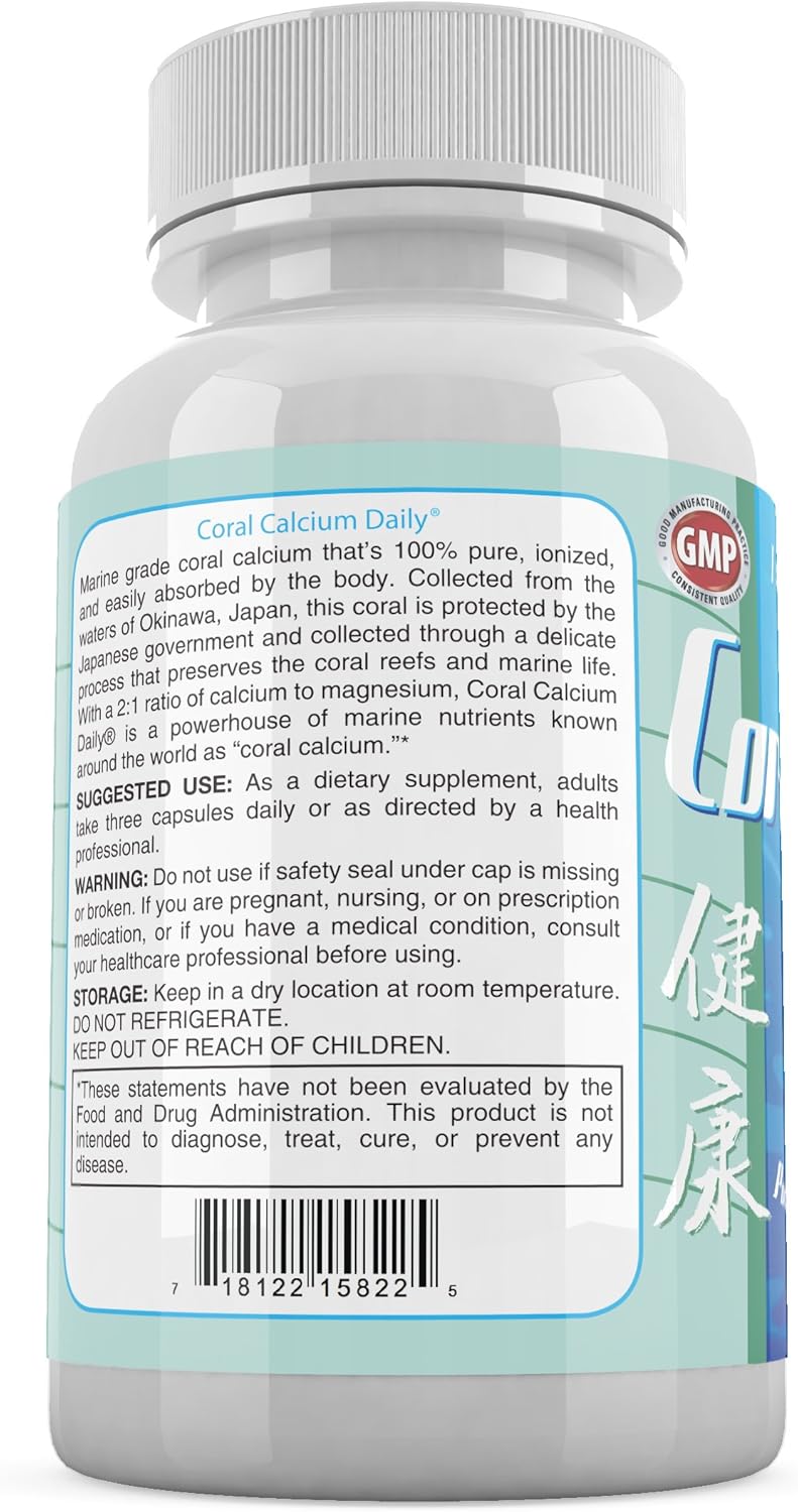 Pure Okinawa Coral Calcium Supplement - Marine-Grade with 72 Trace Minerals - 1475mg, 90 Veg Capsules