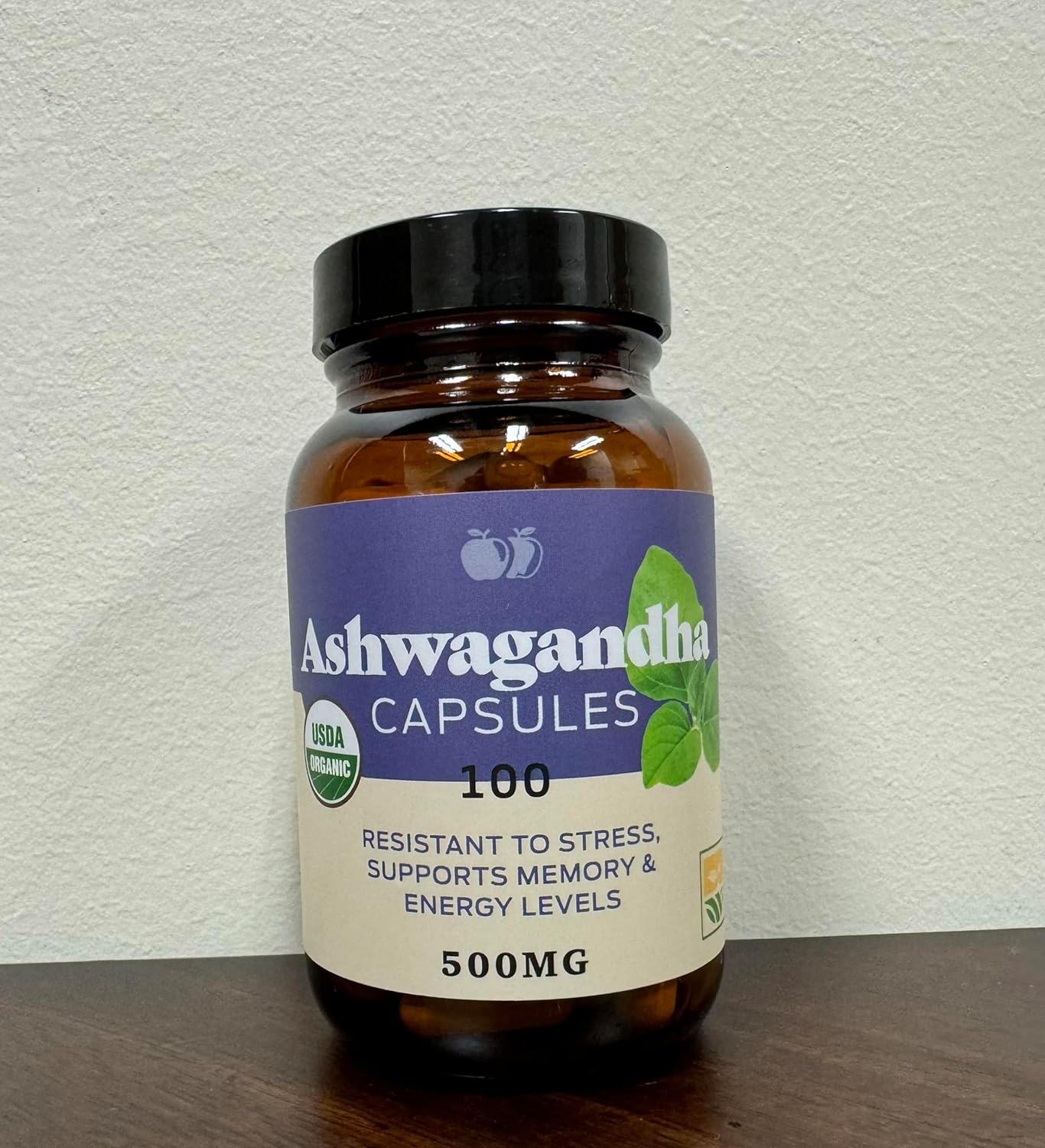 Pure Organic Ashwagandha Capsules - 100 Capsules 500mg Stress Relief Supplement with Calming Support