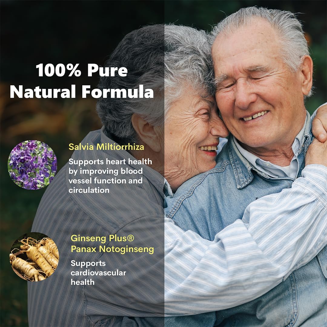 Pure Plant-Based Blood Pressure Support Supplement - ZEN LIFE HERB Blood Pressure & Heart Health Formula with Ginseng Blend (60 Capsules)