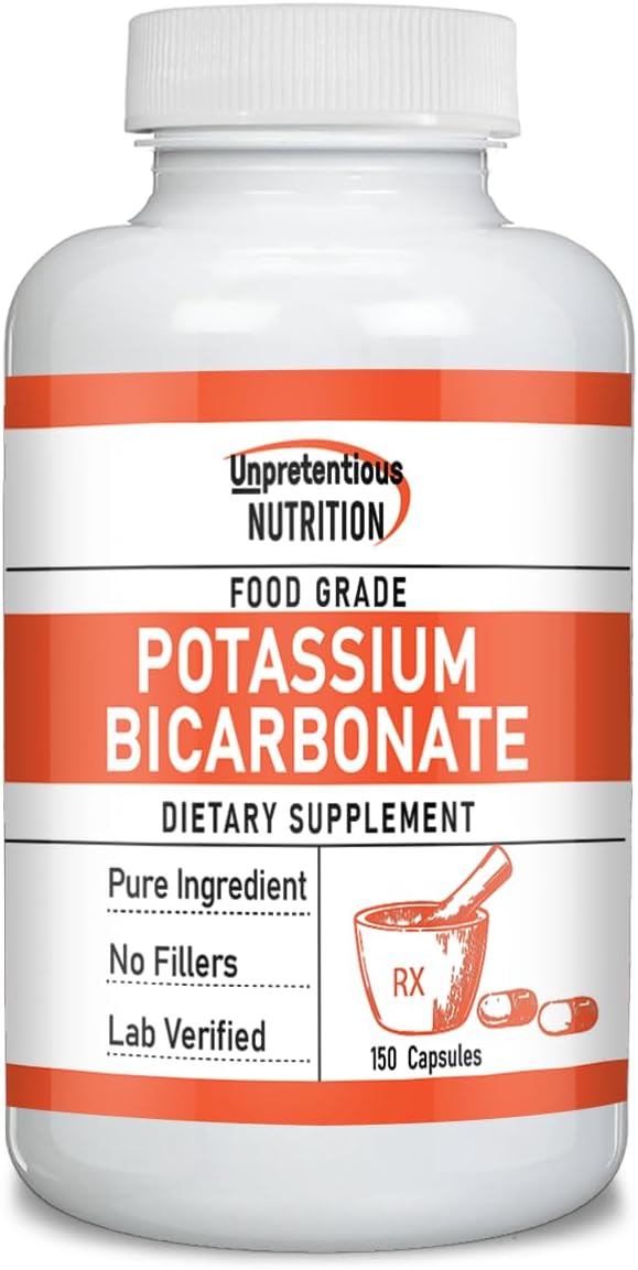 Pure Potassium Bicarbonate Capsules (150 Count) - Unadulterated Dietary Supplement, Verified in Lab, No Additives
