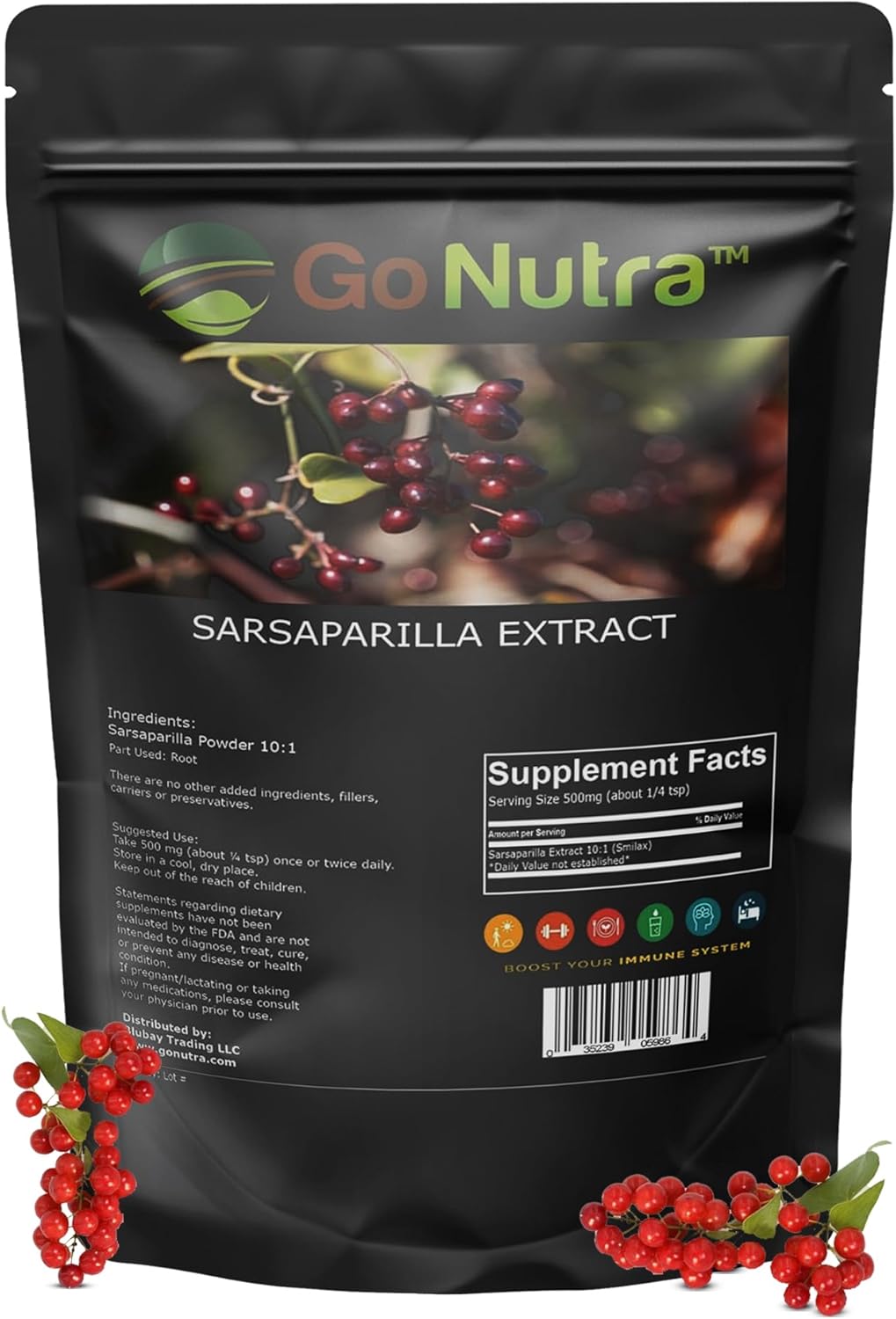 Pure Smilax Sarsaparilla Root Extract Powder - Potent 10:1 Strength Herbal Supplement