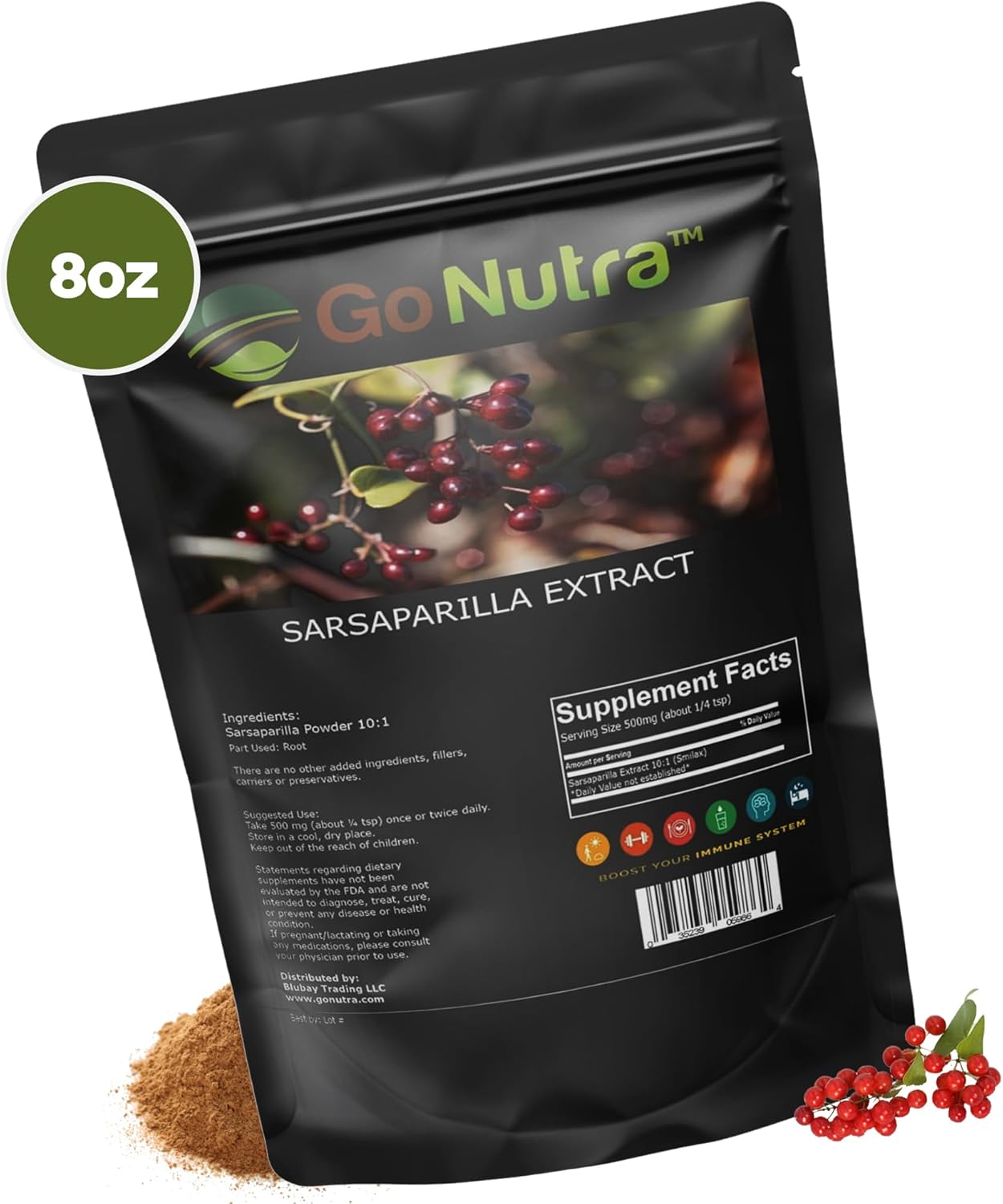 Pure Smilax Sarsaparilla Root Extract Powder - Potent 10:1 Strength Herbal Supplement